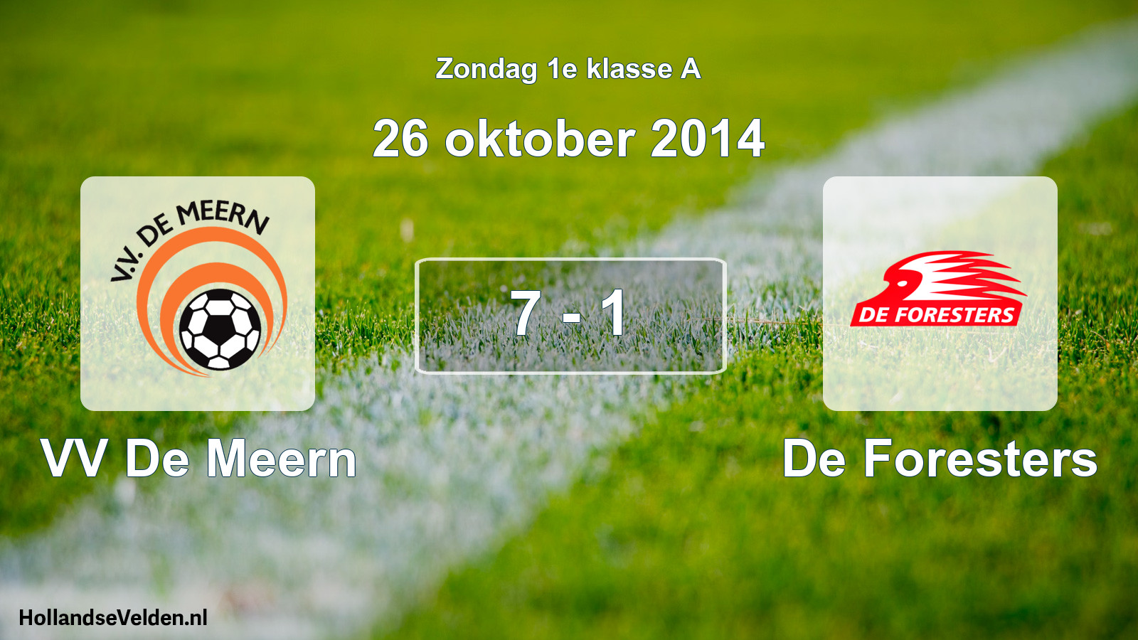 Gespeelde wedstrijd: VV De Meern - De Foresters 7 - 1 (26 oktober 2014)