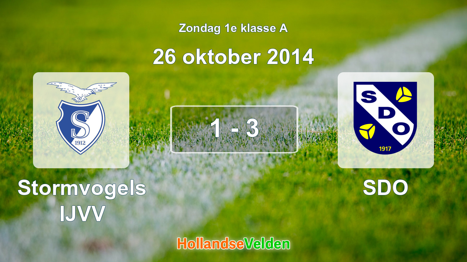 Gespeelde wedstrijd: Stormvogels IJVV - SDO 1 - 3 (26 oktober 2014)