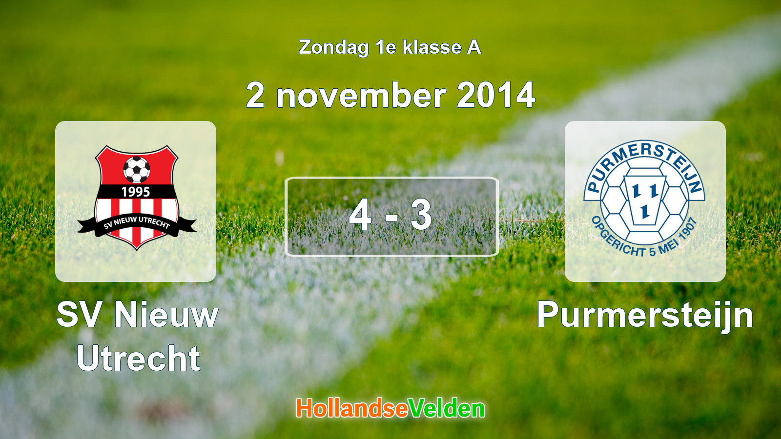 Gespeelde wedstrijd: SV Nieuw Utrecht - Purmersteijn 4 - 3 (2 november 2014)