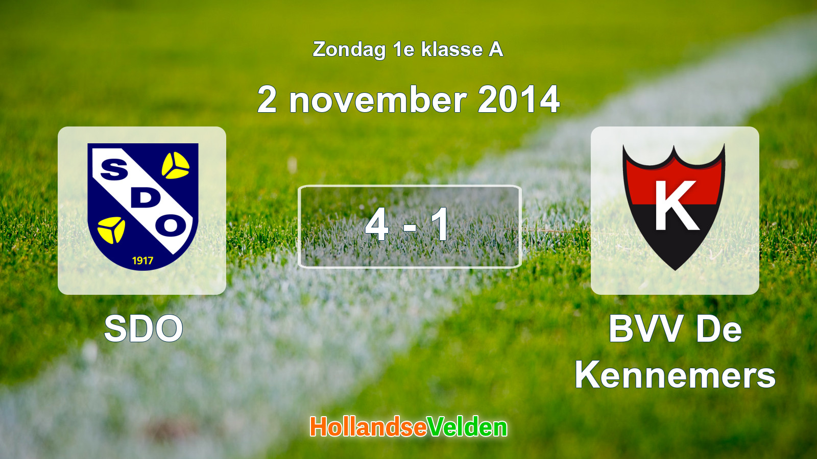 Gespeelde wedstrijd: SDO - BVV De Kennemers 4 - 1 (2 november 2014)