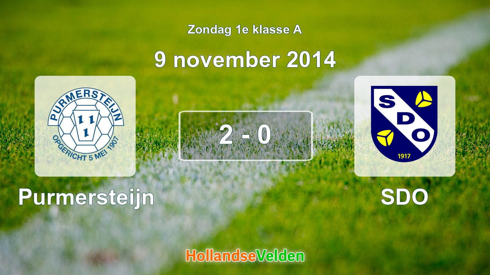 Gespeelde wedstrijd: Purmersteijn - SDO 2 - 0 (9 november 2014)