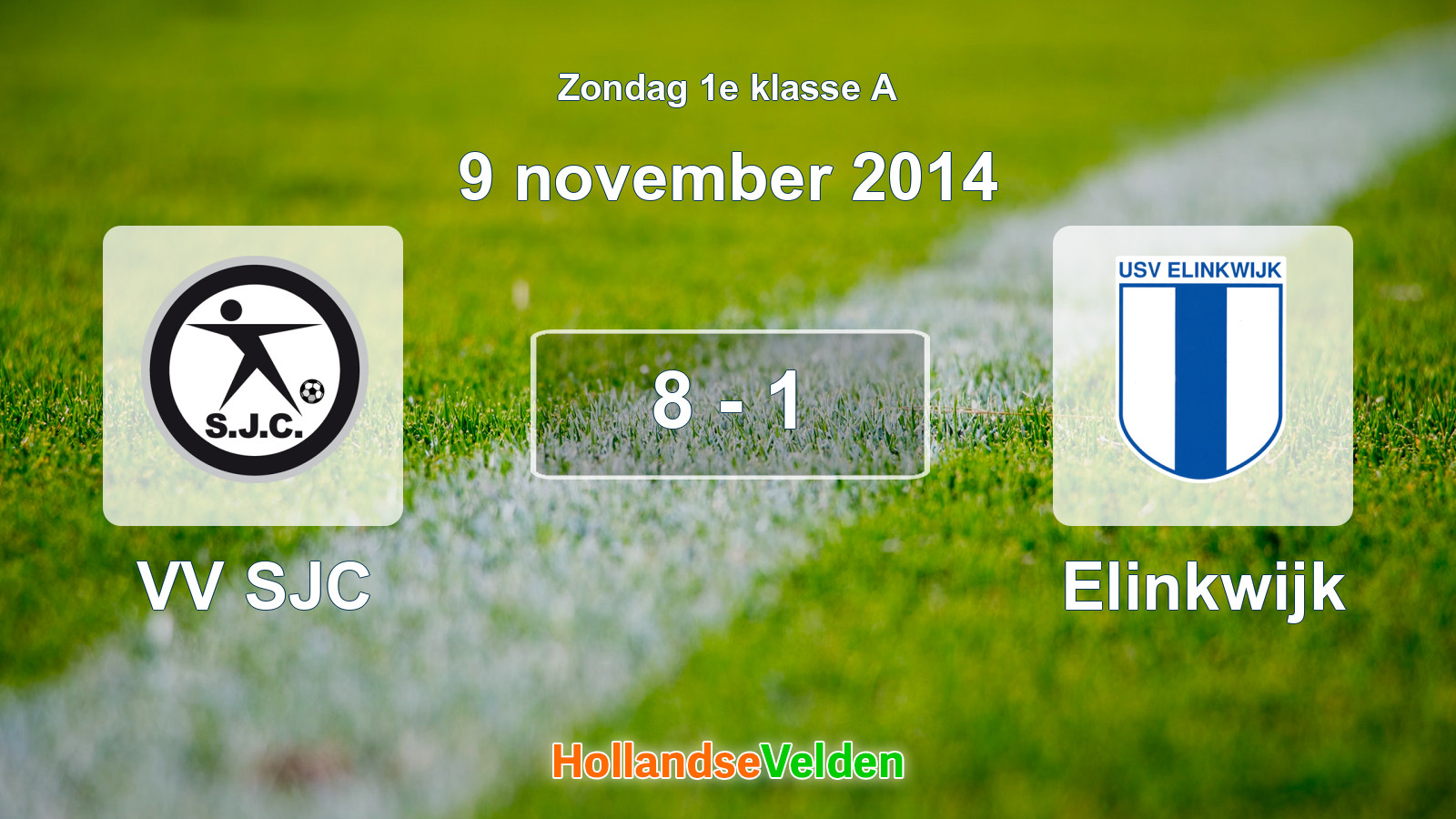 Gespeelde wedstrijd: VV SJC - Elinkwijk 8 - 1 (9 november 2014)