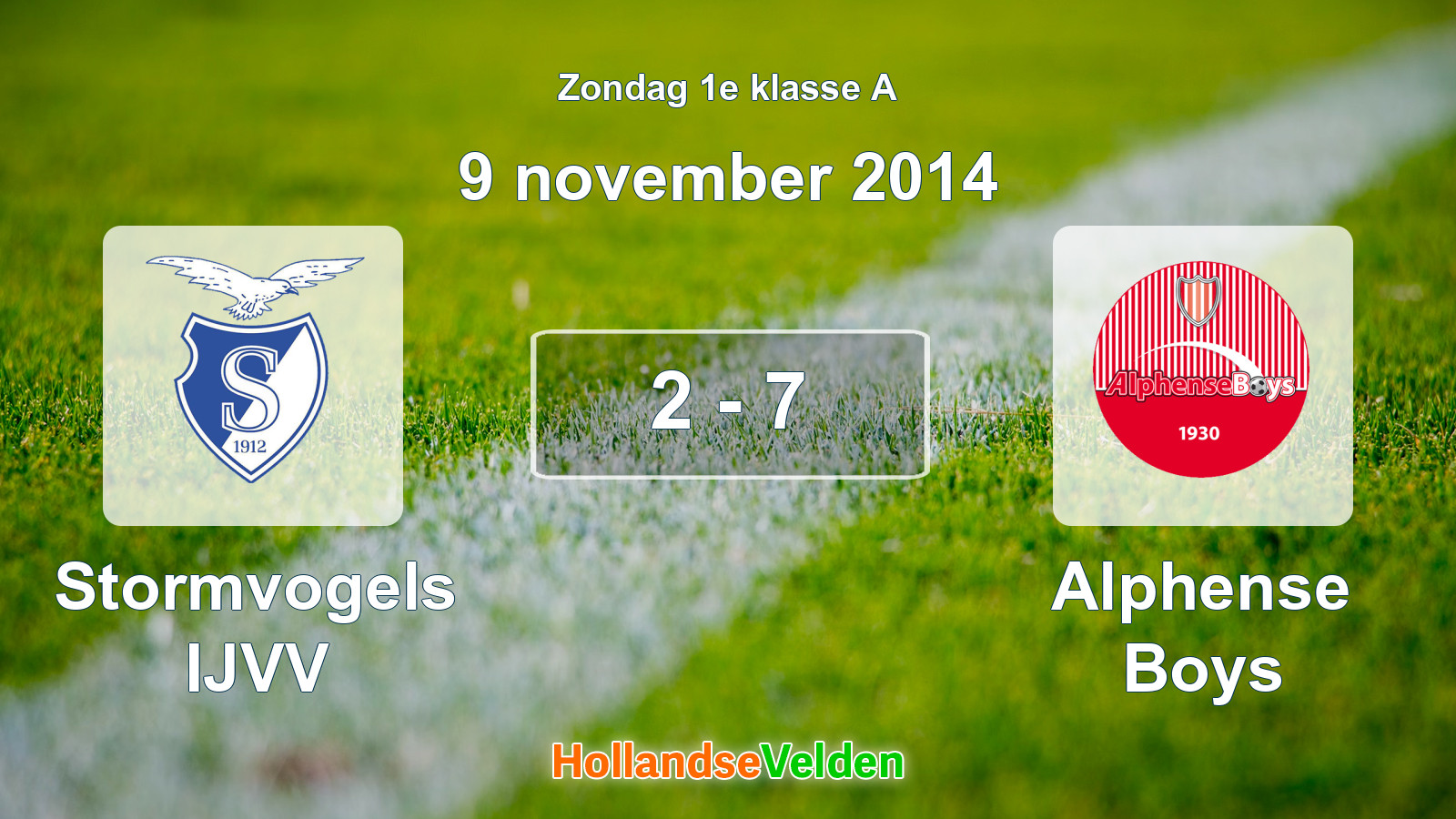 Gespeelde wedstrijd: Stormvogels IJVV - Alphense Boys 2 - 7 (9 november 2014)