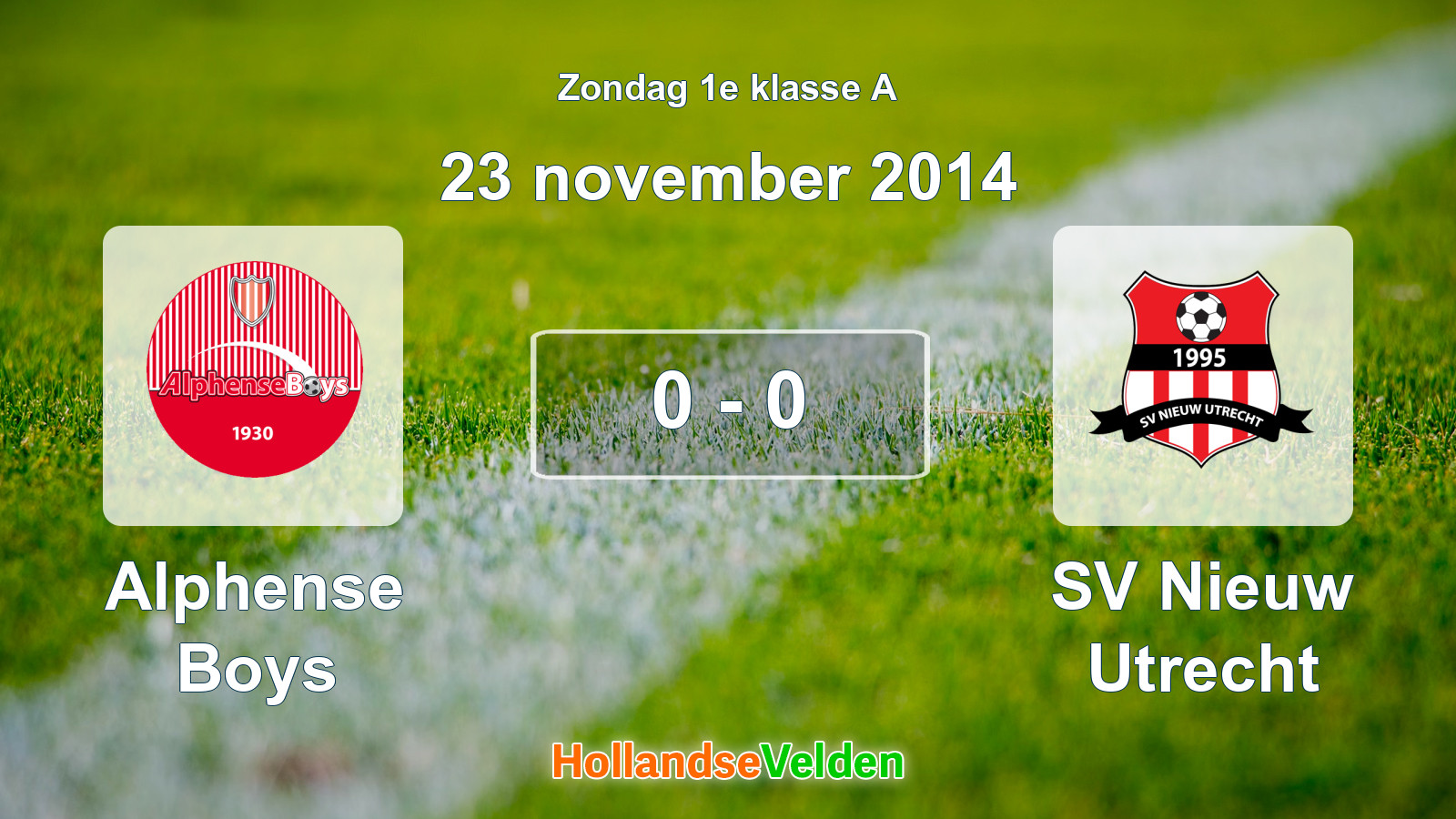Gespeelde wedstrijd: Alphense Boys - SV Nieuw Utrecht 0 - 0 (23 november 2014)