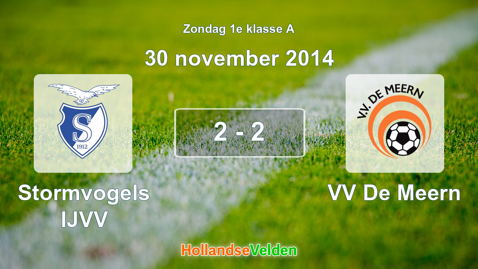 Gespeelde wedstrijd: Stormvogels IJVV - VV De Meern 2 - 2 (30 november 2014)