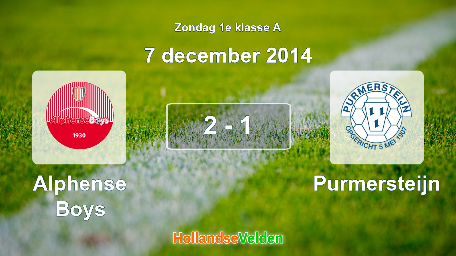 Gespeelde wedstrijd: Alphense Boys - Purmersteijn 2 - 1 (7 december 2014)