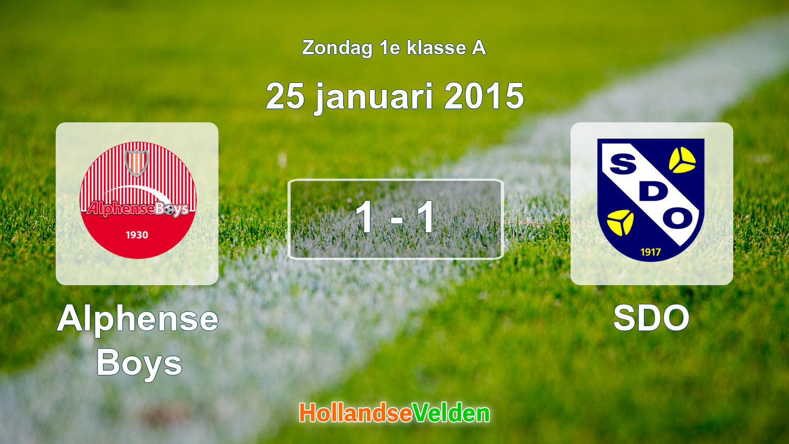 Gespeelde wedstrijd: Alphense Boys - SDO 1 - 1 (25 januari 2015)