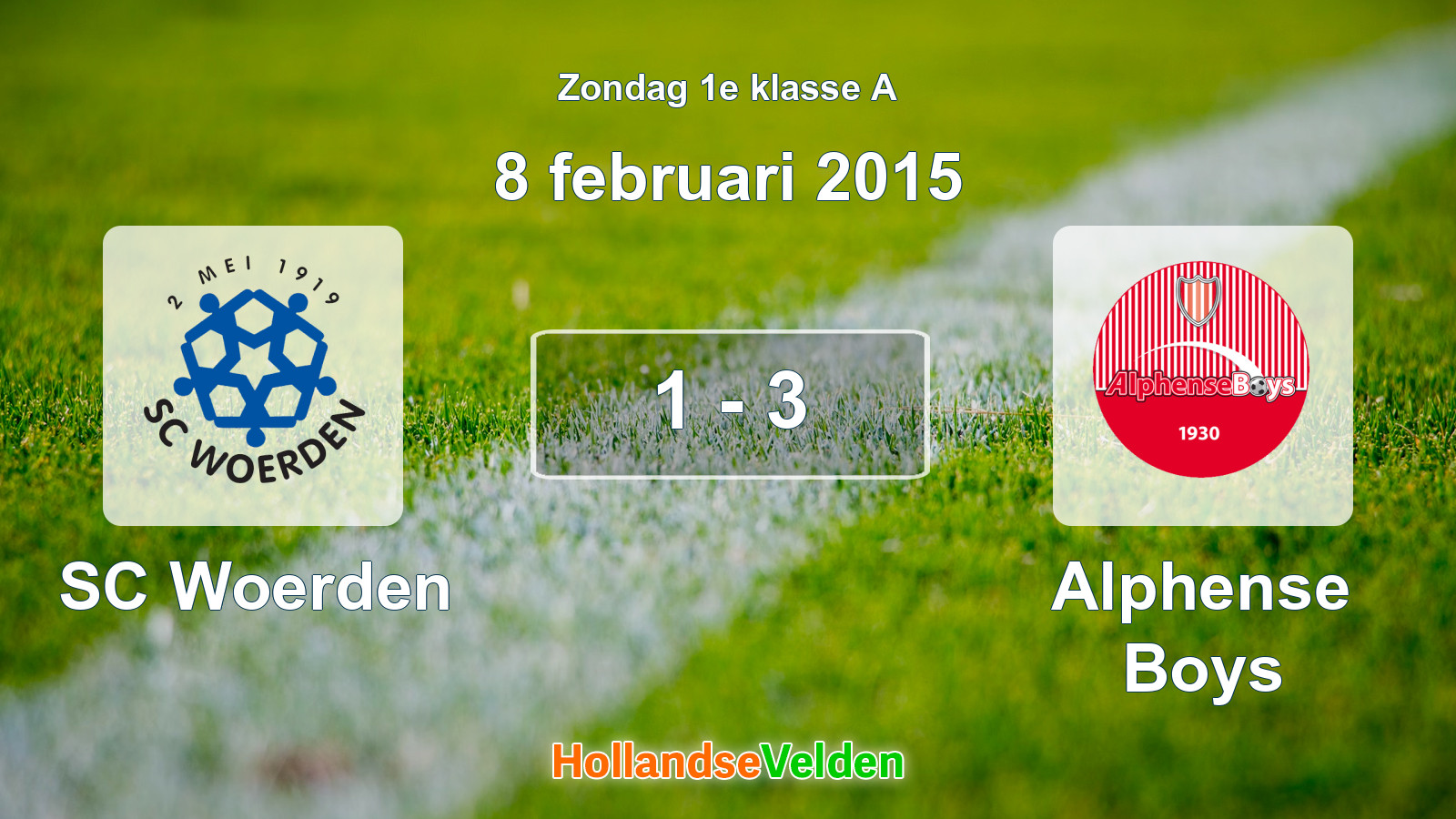 Gespeelde wedstrijd: SC Woerden - Alphense Boys 1 - 3 (8 februari 2015)