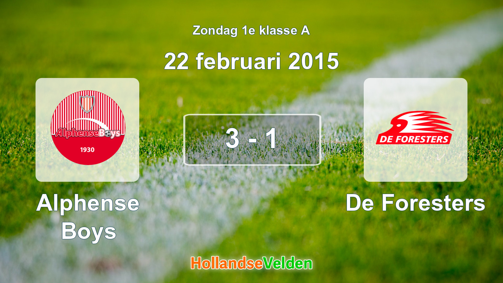 Gespeelde wedstrijd: Alphense Boys - De Foresters 3 - 1 (22 februari 2015)