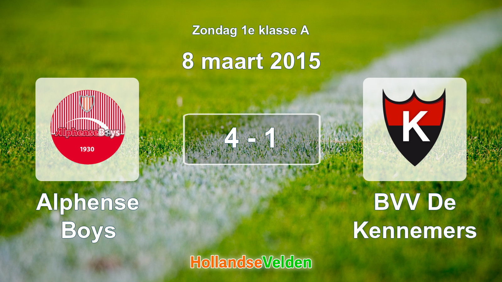 Gespeelde wedstrijd: Alphense Boys - BVV De Kennemers 4 - 1 (8 maart 2015)