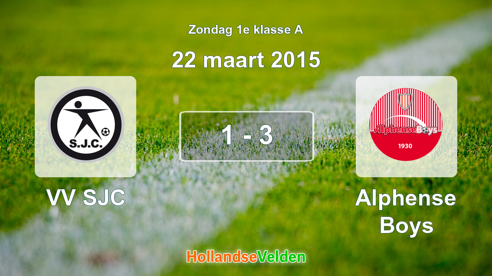 Gespeelde wedstrijd: VV SJC - Alphense Boys 1 - 3 (22 maart 2015)