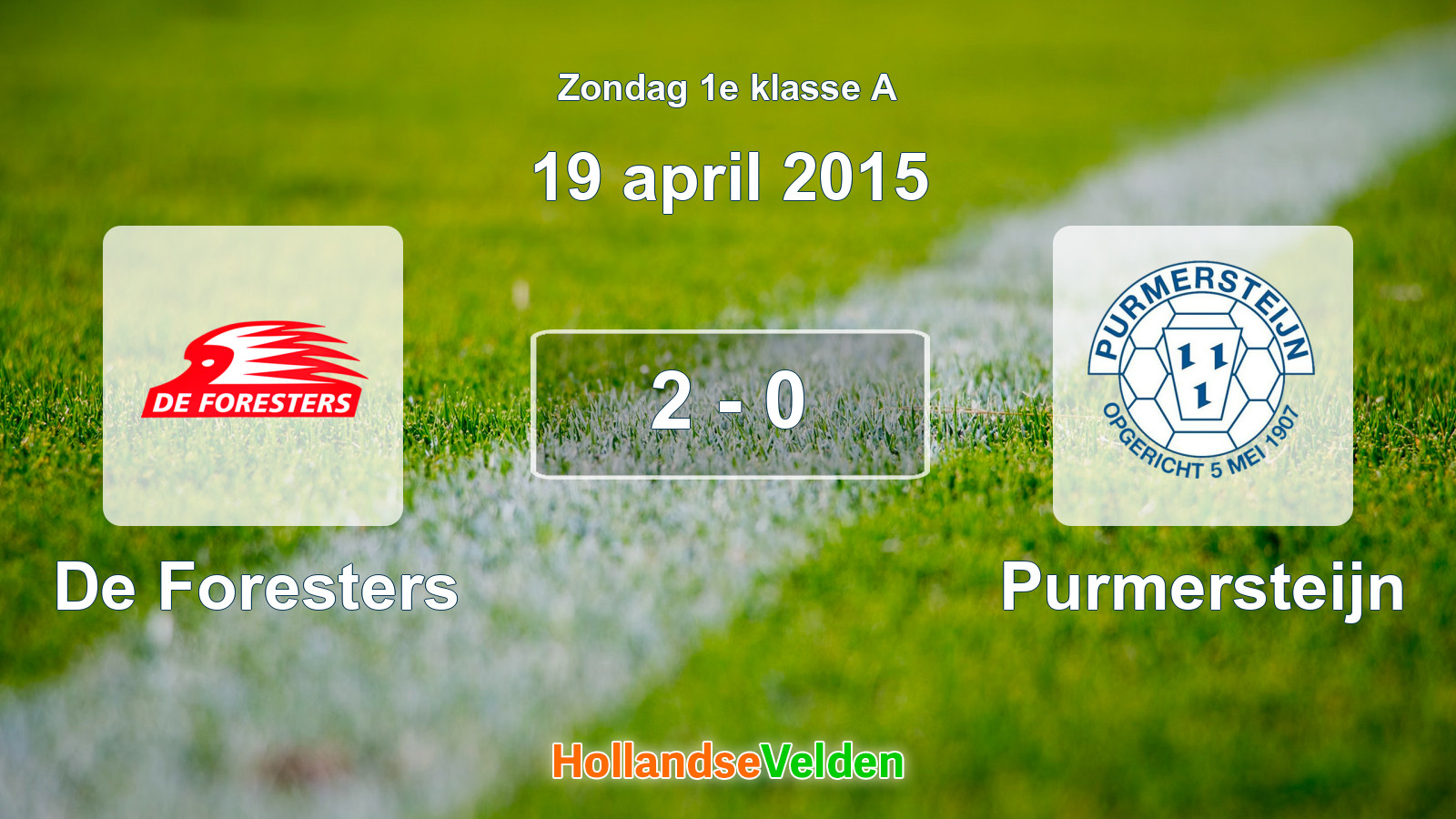 Gespeelde wedstrijd: De Foresters - Purmersteijn 2 - 0 (19 april 2015)