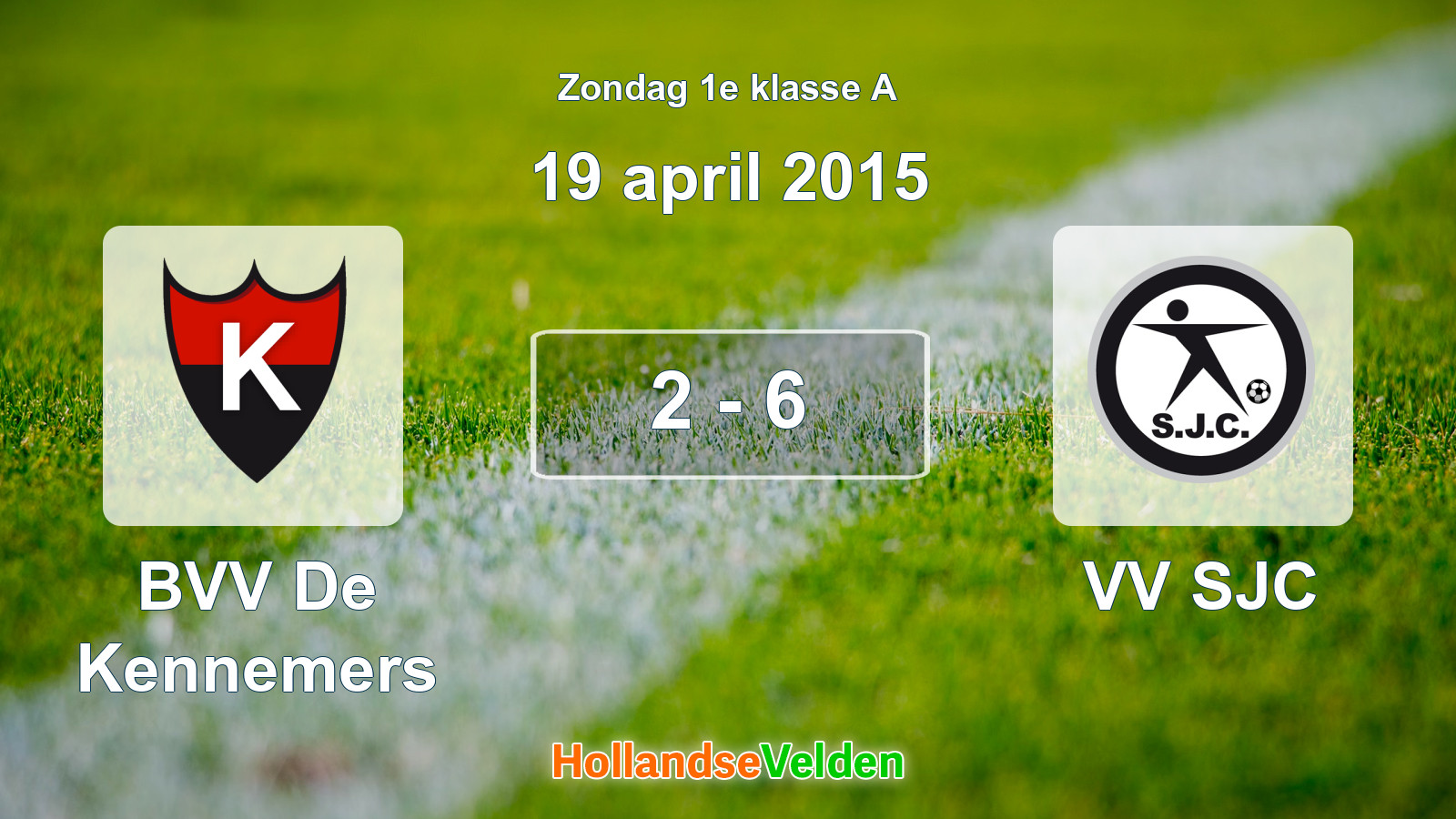 Gespeelde wedstrijd: BVV De Kennemers - VV SJC 2 - 6 (19 april 2015)