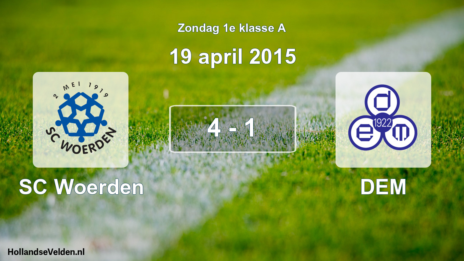 Gespeelde wedstrijd: SC Woerden - DEM 4 - 1 (19 april 2015)