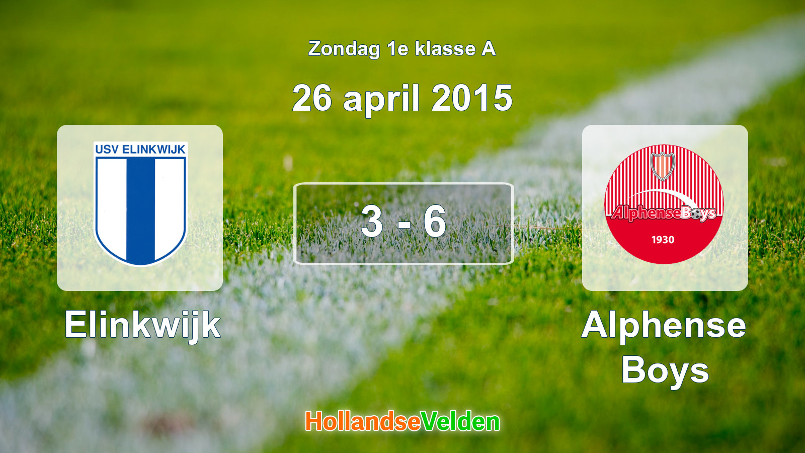 Gespeelde wedstrijd: Elinkwijk - Alphense Boys 3 - 6 (26 april 2015)