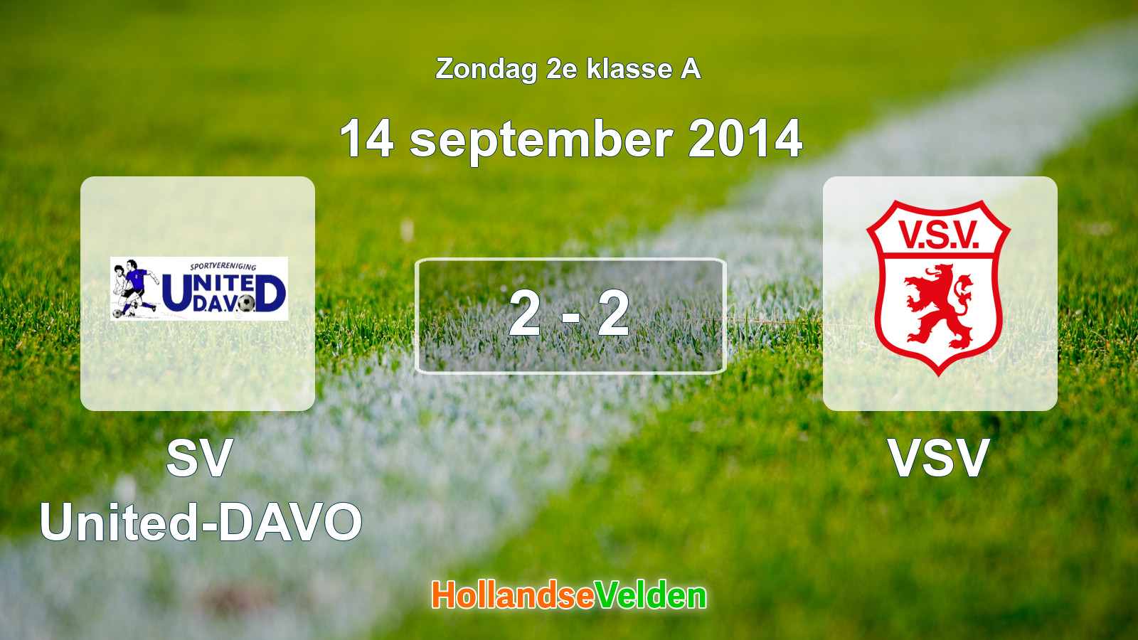 Gespeelde wedstrijd: SV United-DAVO - VSV 2 - 2 (14 september 2014)