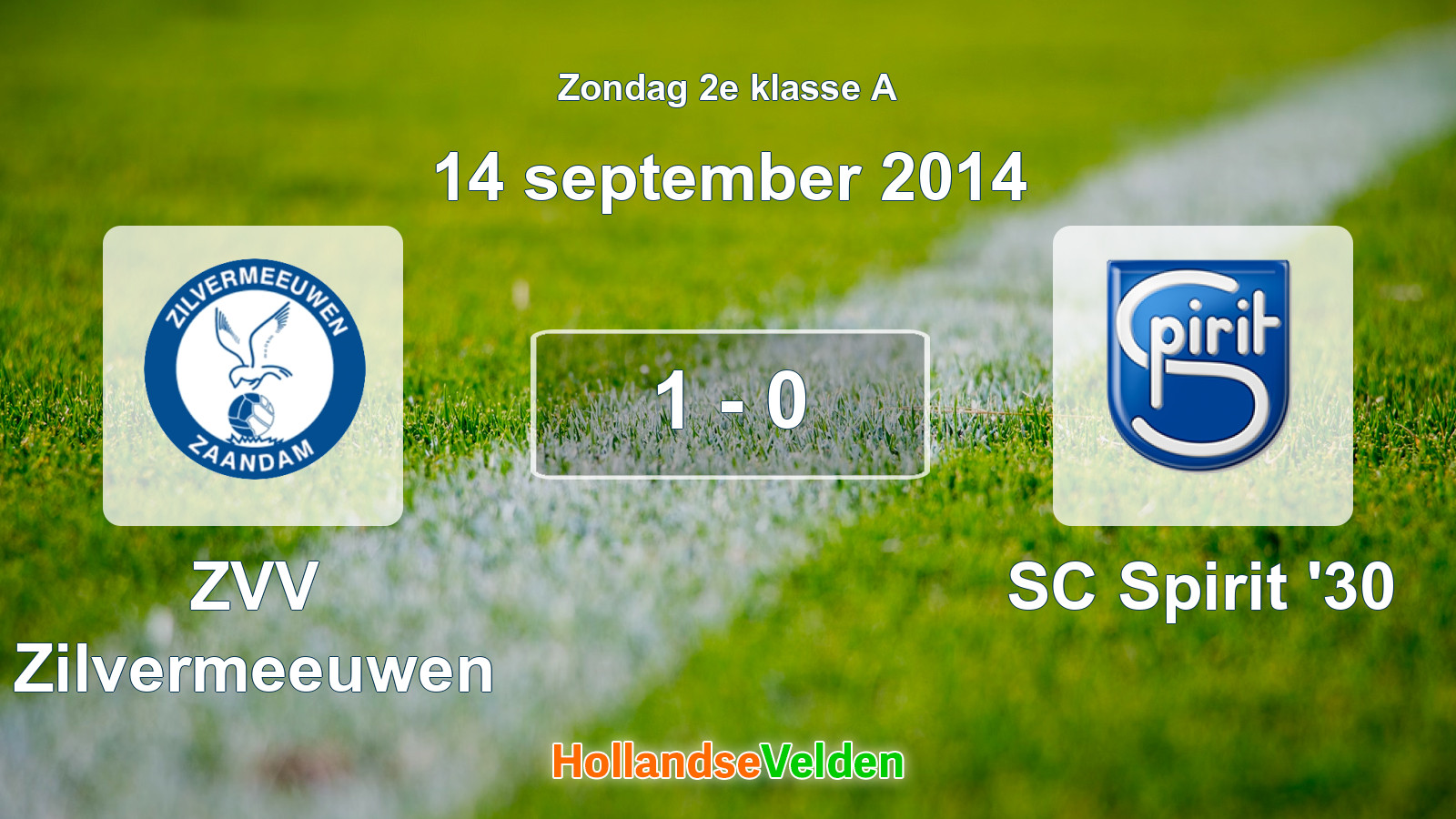 Gespeelde wedstrijd: ZVV Zilvermeeuwen - SC Spirit '30 1 - 0 (14 september 2014)