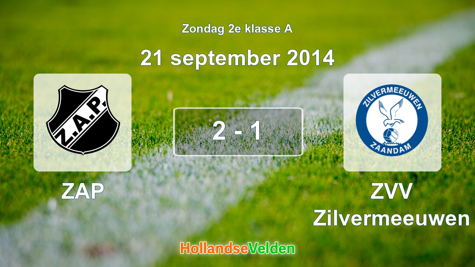 Gespeelde wedstrijd: ZAP - ZVV Zilvermeeuwen 2 - 1 (21 september 2014)