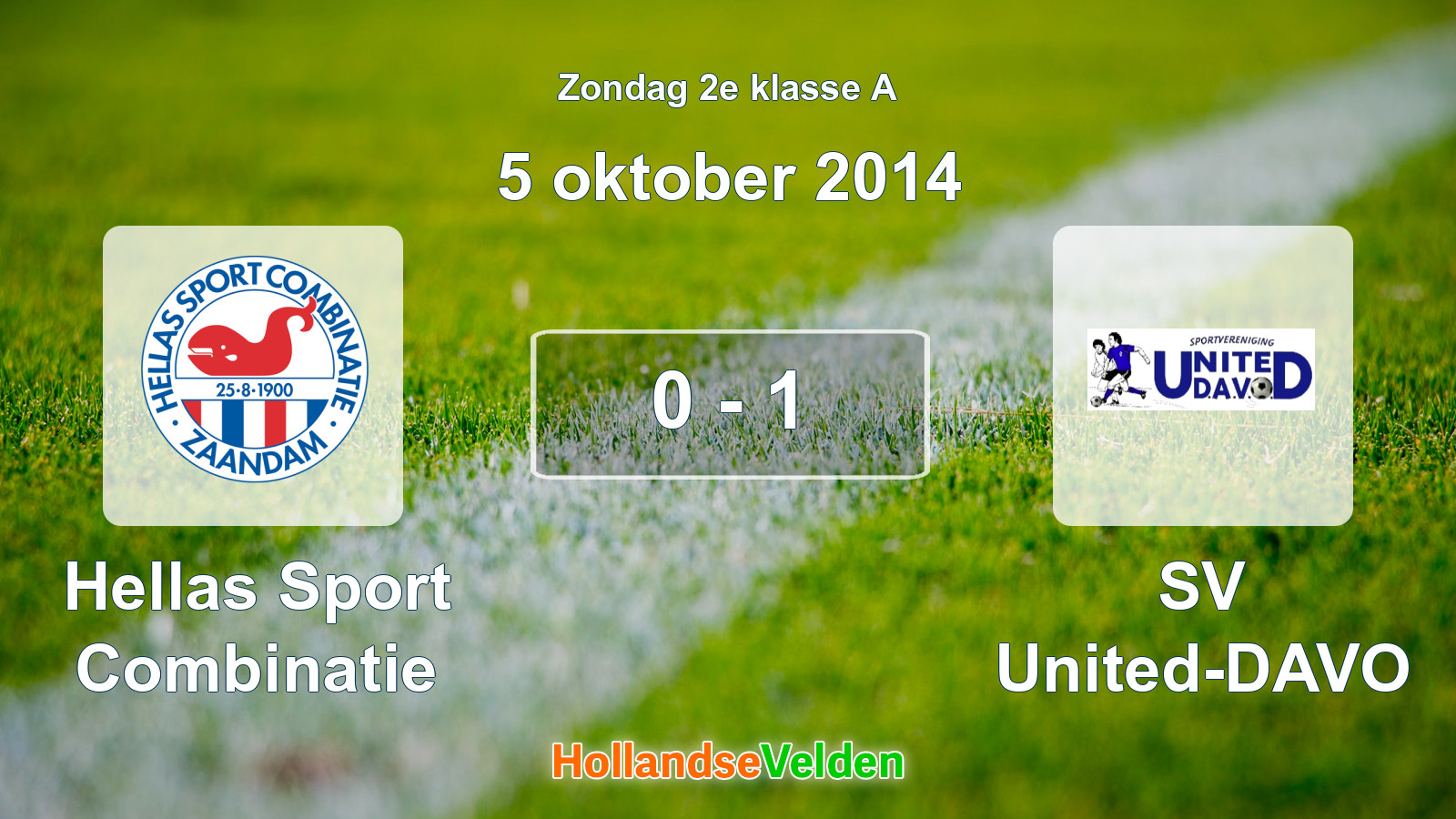 Gespeelde wedstrijd: Hellas Sport Combinatie - SV United-DAVO 0 - 1 (5 oktober 2014)