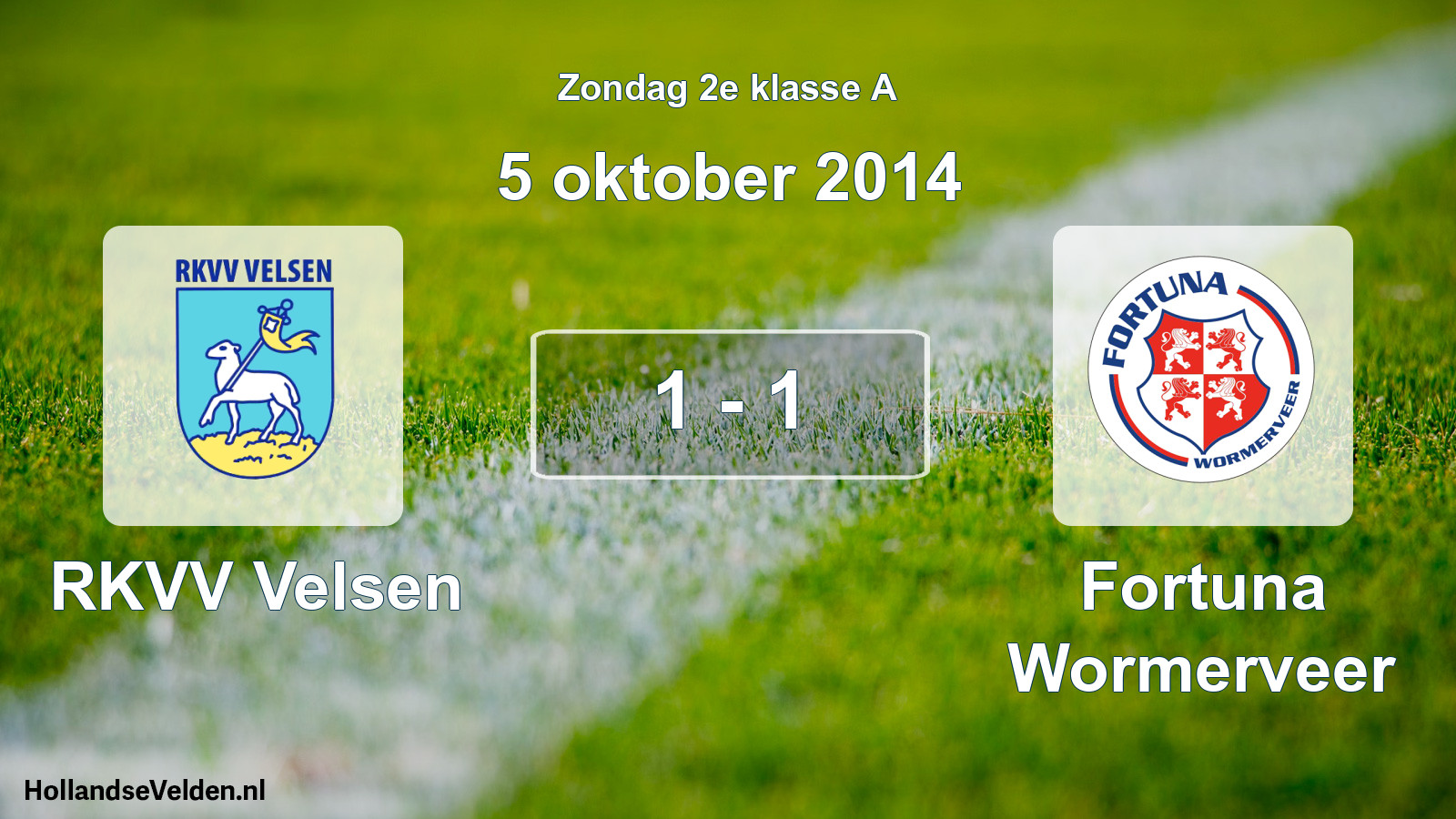 Gespeelde wedstrijd: RKVV Velsen - Fortuna Wormerveer 1 - 1 (5 oktober 2014)