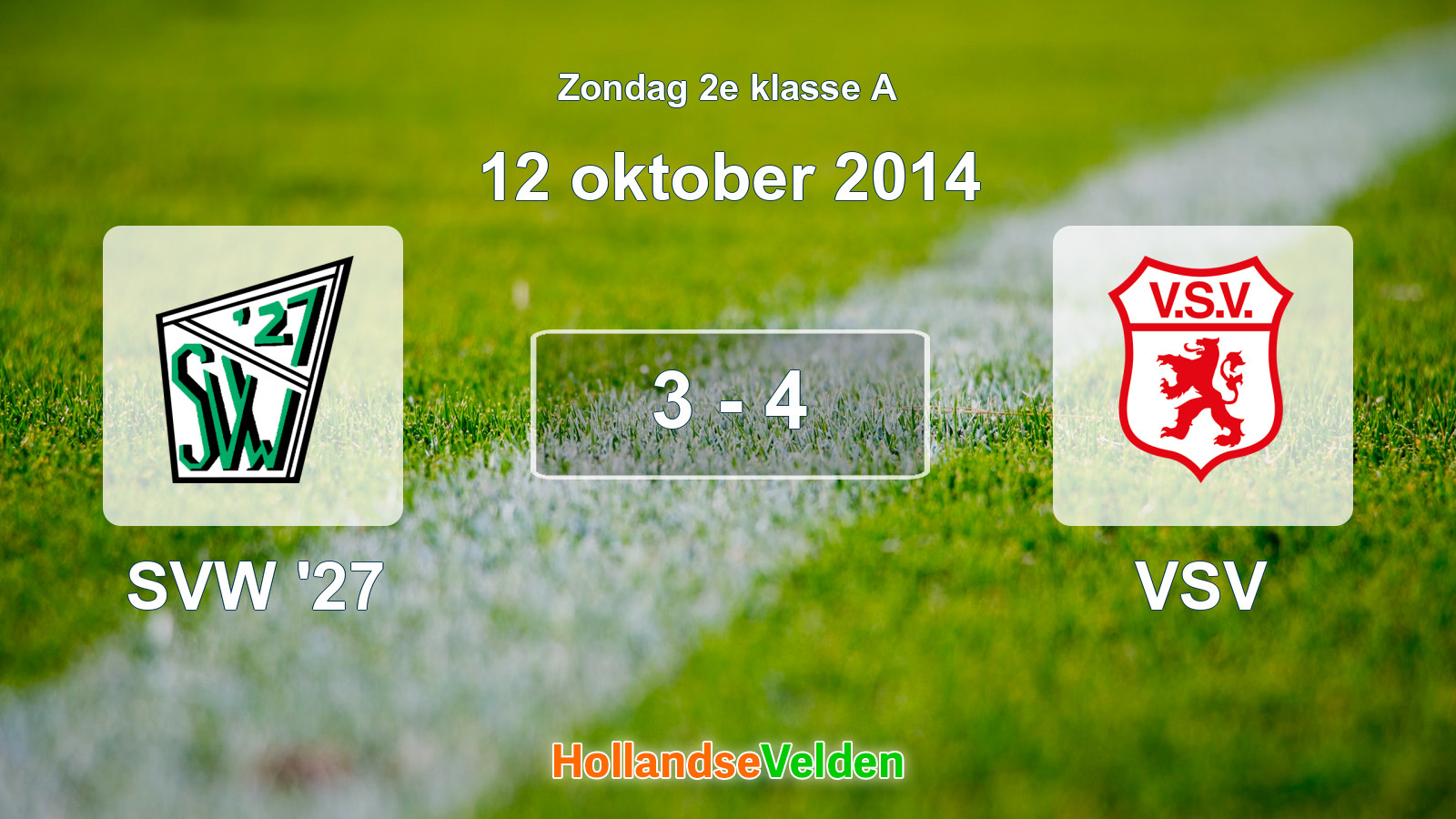 Gespeelde wedstrijd: SVW '27 - VSV 3 - 4 (12 oktober 2014)