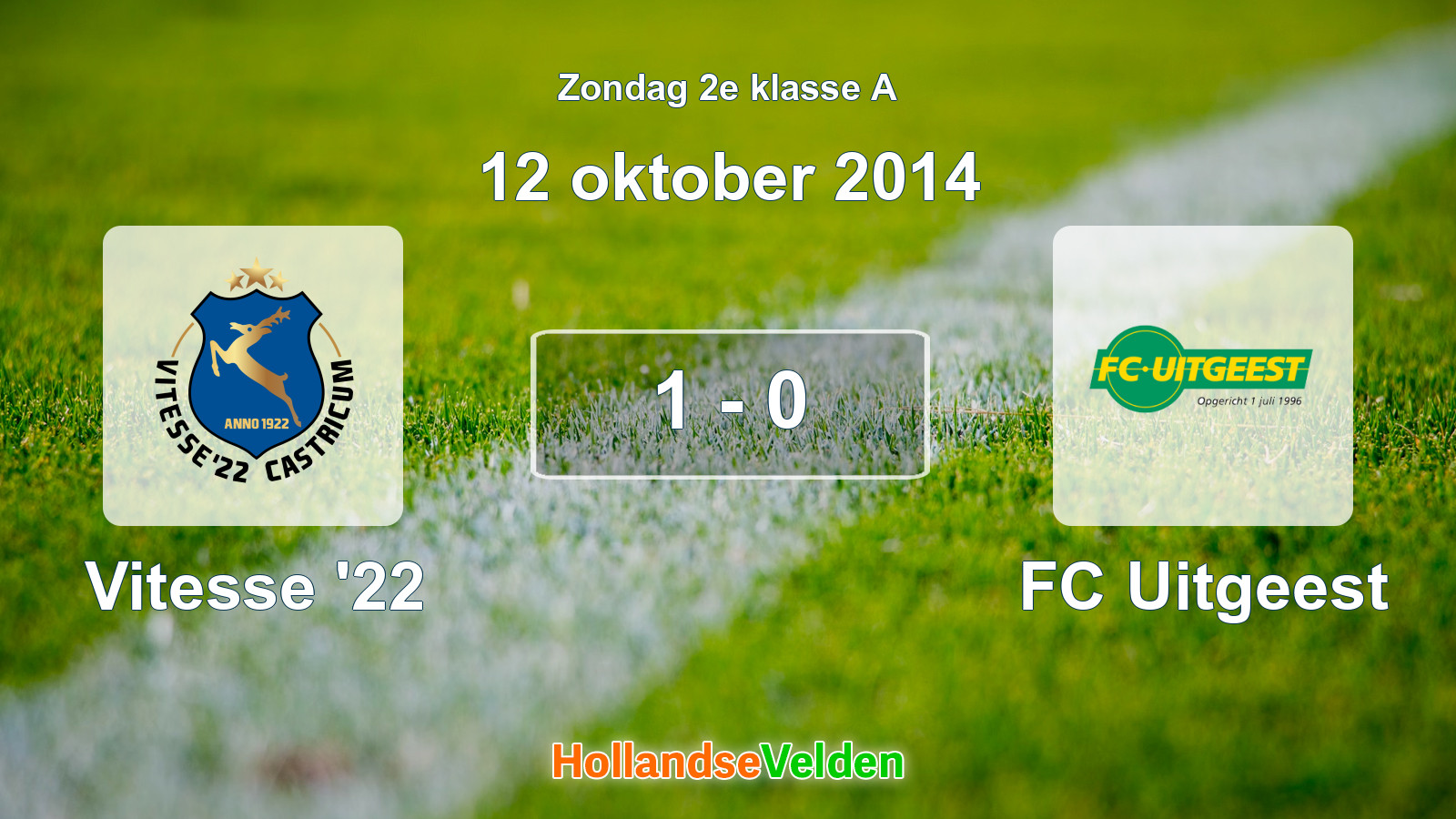 Gespeelde wedstrijd: Vitesse '22 - FC Uitgeest 1 - 0 (12 oktober 2014)