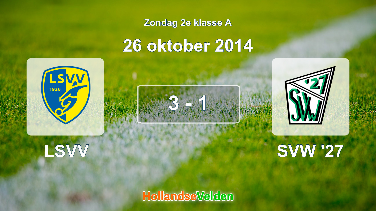 Gespeelde wedstrijd: LSVV - SVW '27 3 - 1 (26 oktober 2014)