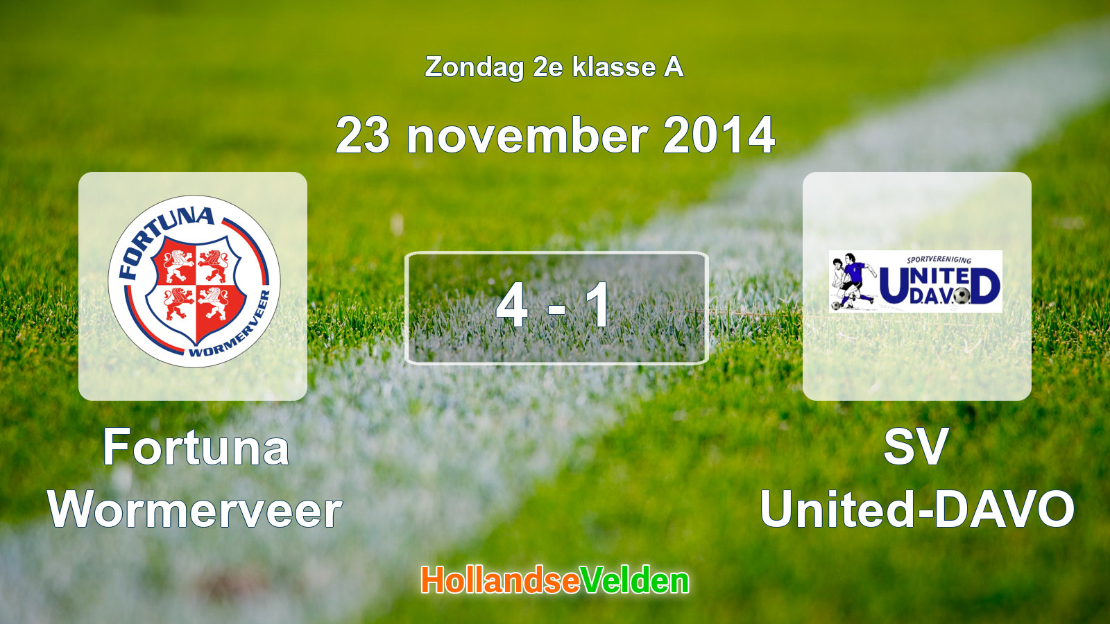 Gespeelde wedstrijd: Fortuna Wormerveer - SV United-DAVO 4 - 1 (23 november 2014)