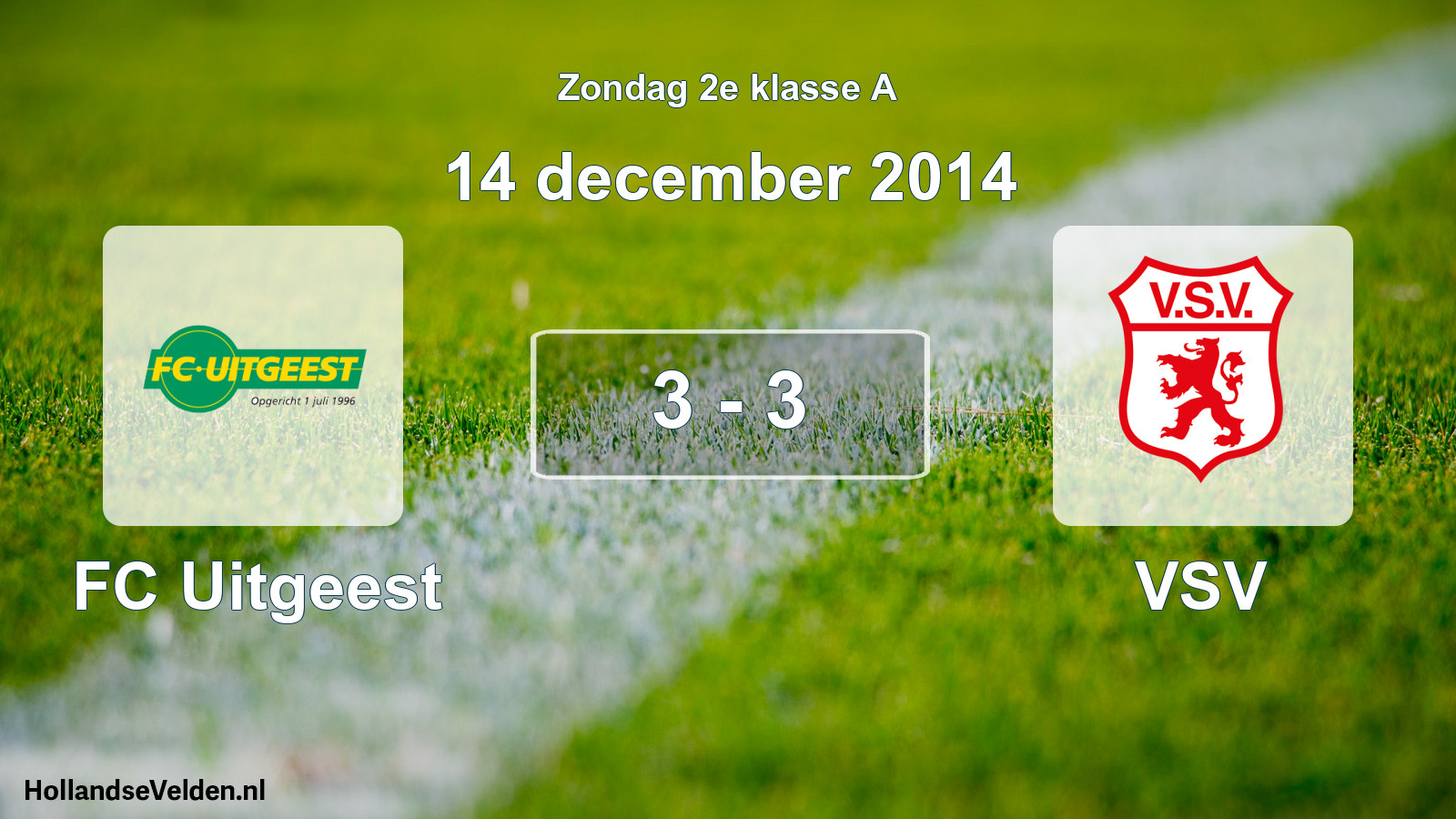 Gespeelde wedstrijd: FC Uitgeest - VSV 3 - 3 (14 december 2014)