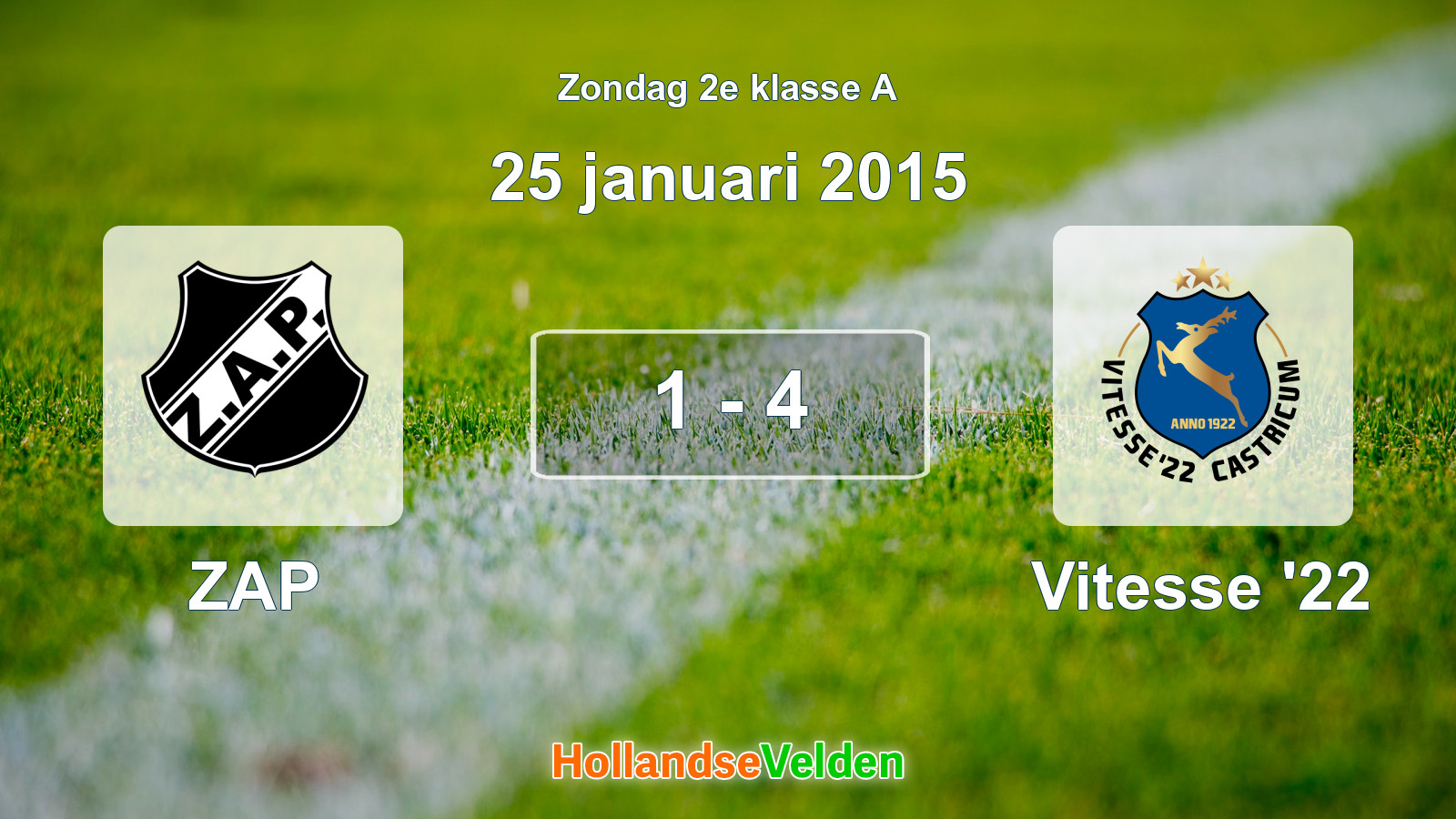 Gespeelde wedstrijd: ZAP - Vitesse '22 1 - 4 (25 januari 2015)