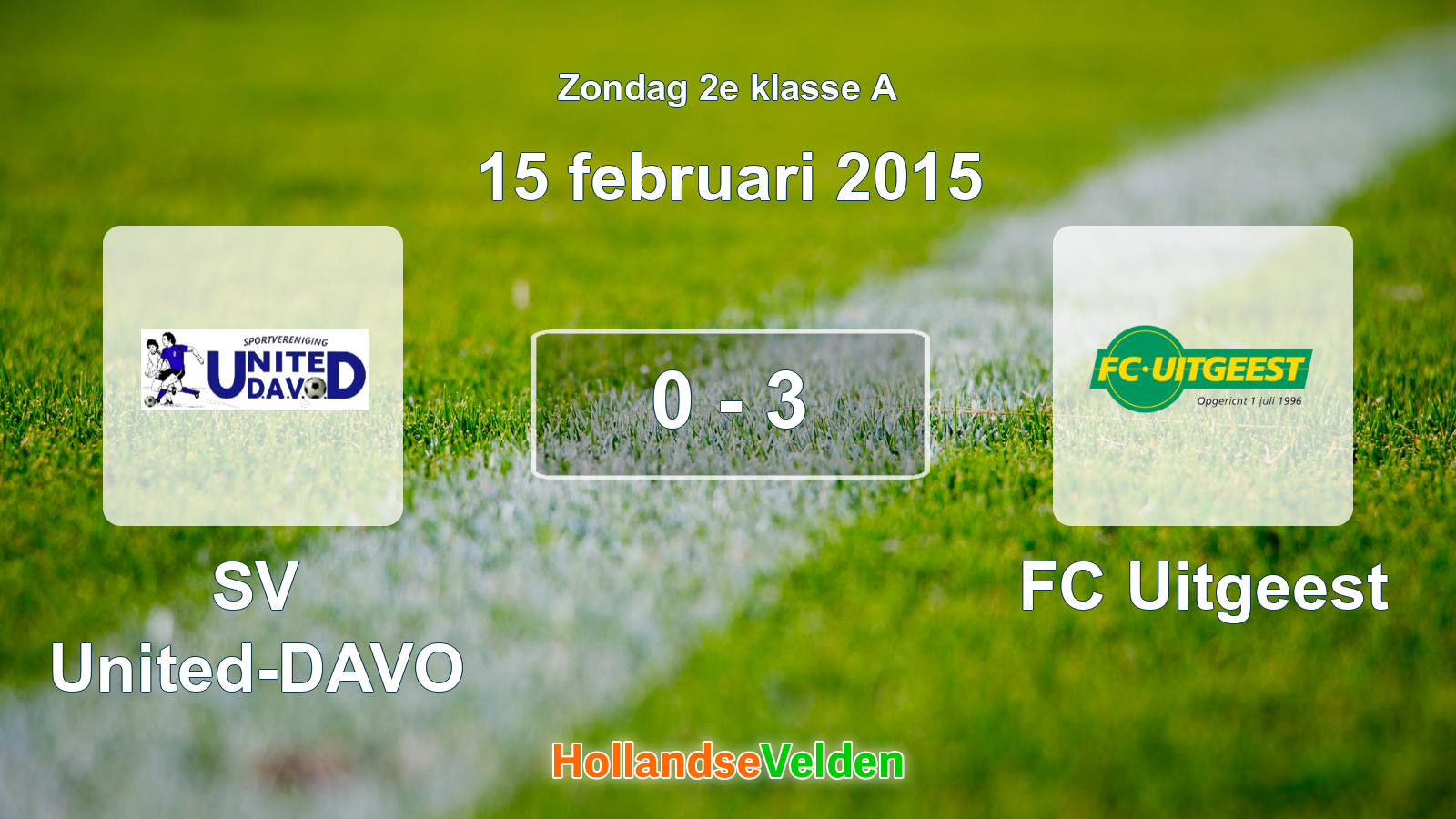 Gespeelde wedstrijd: SV United-DAVO - FC Uitgeest 0 - 3 (15 februari 2015)