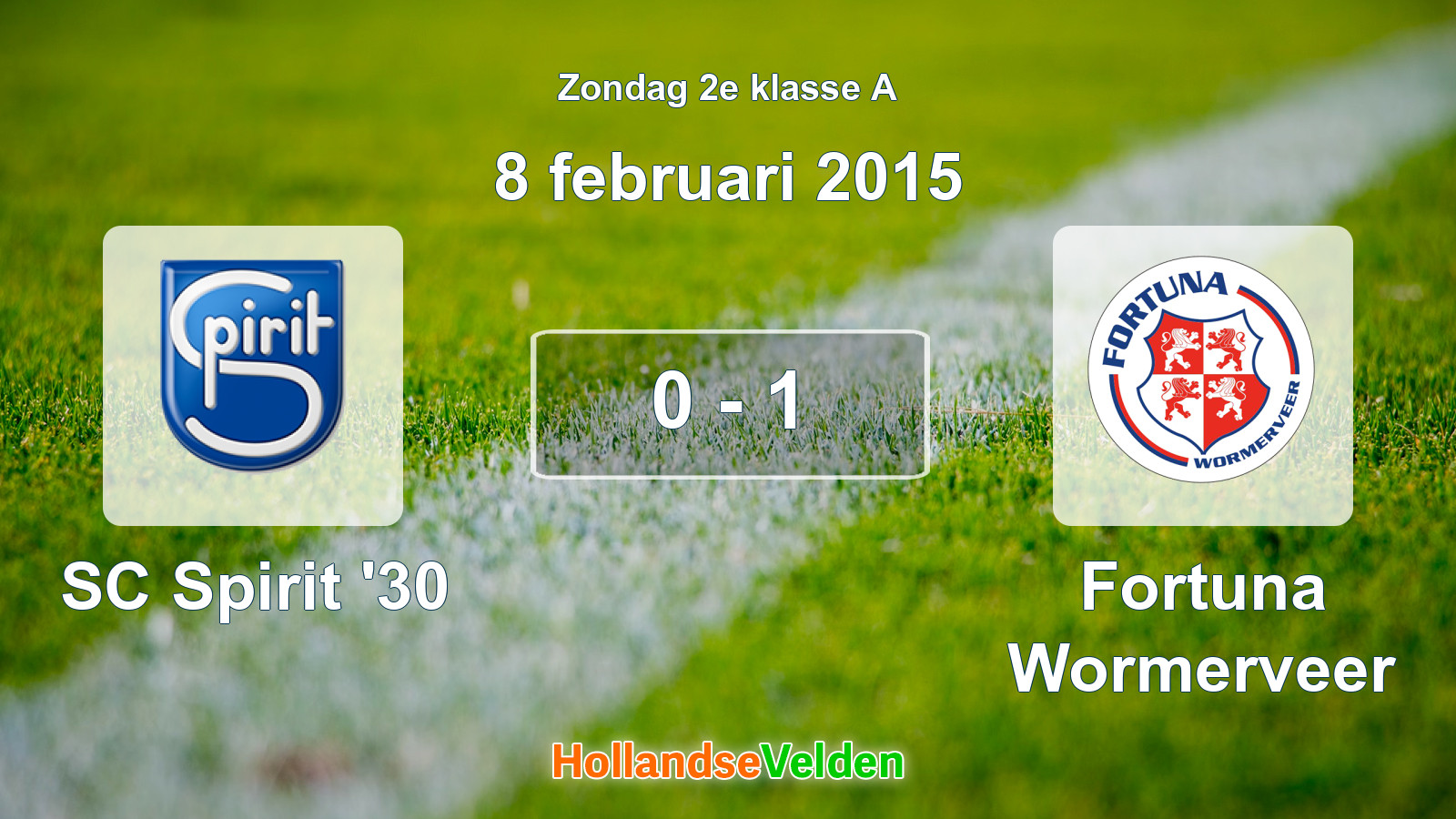 Gespeelde wedstrijd: SC Spirit '30 - Fortuna Wormerveer 0 - 1 (8 februari 2015)