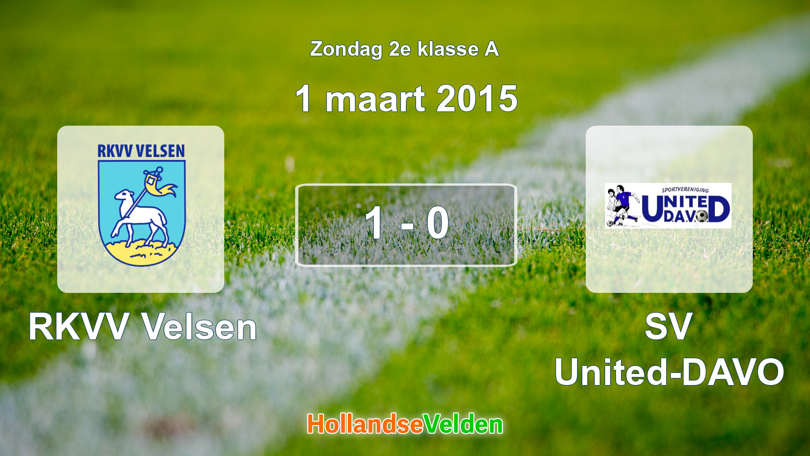 Gespeelde wedstrijd: RKVV Velsen - SV United-DAVO 1 - 0 (1 maart 2015)