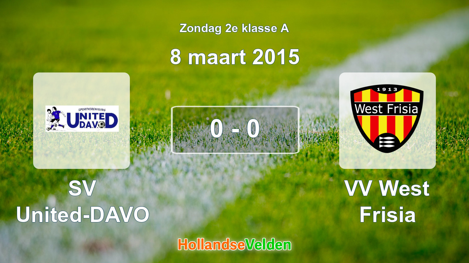 Gespeelde wedstrijd: SV United-DAVO - VV West Frisia 0 - 0 (8 maart 2015)
