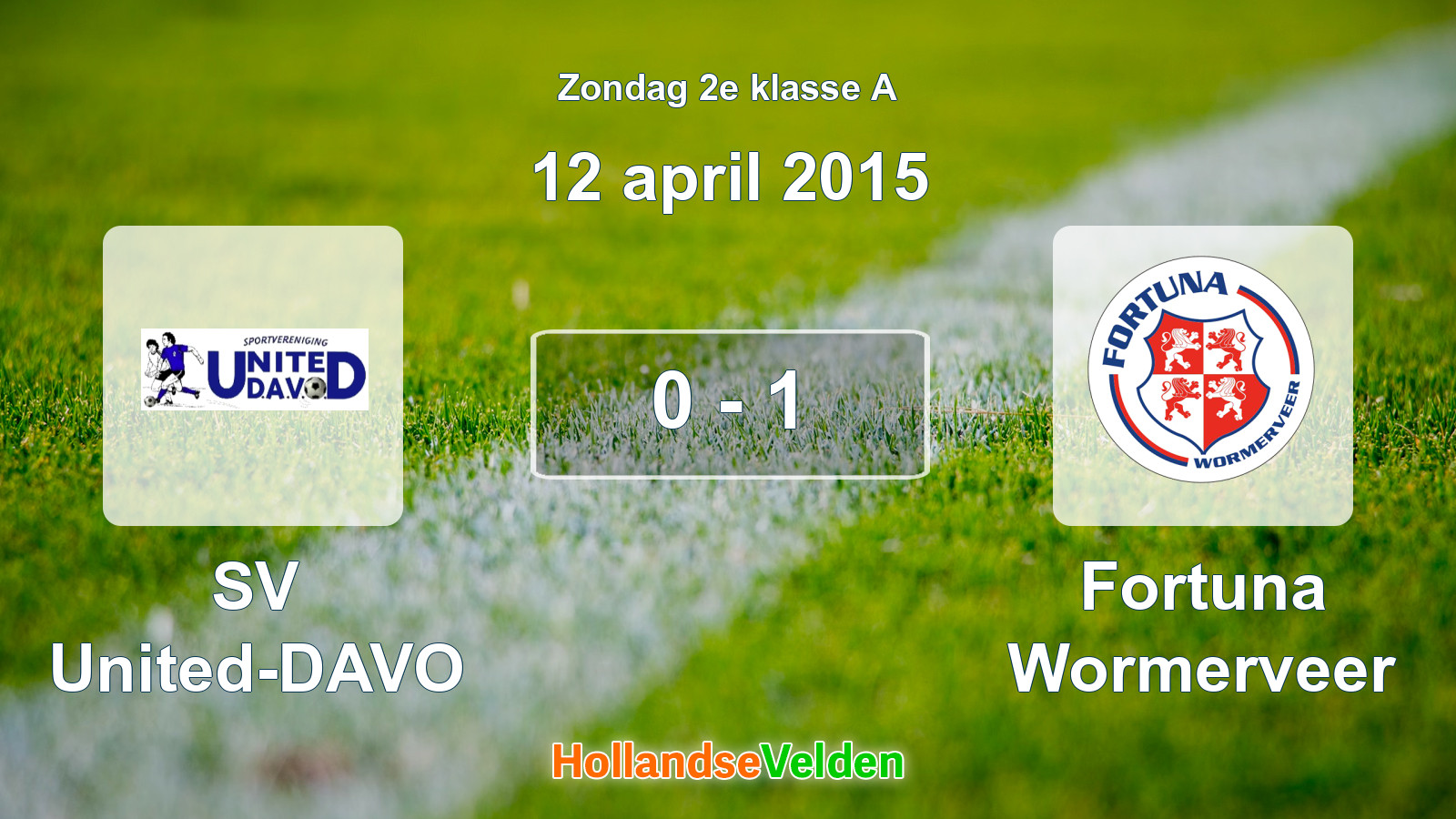 Gespeelde wedstrijd: SV United-DAVO - Fortuna Wormerveer 0 - 1 (12 april 2015)