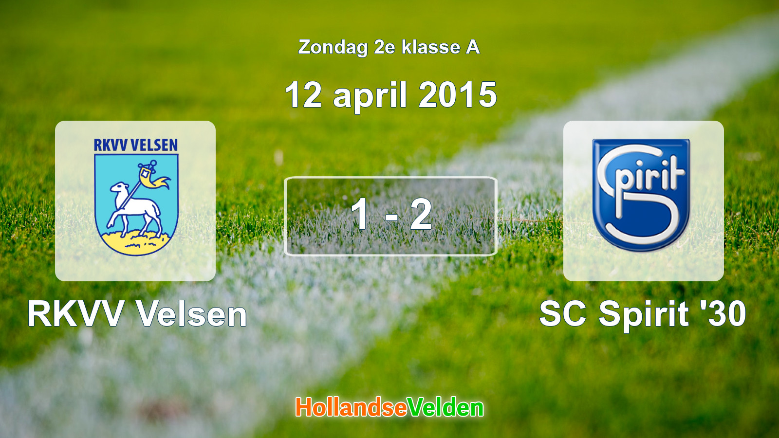 Gespeelde wedstrijd: RKVV Velsen - SC Spirit '30 1 - 2 (12 april 2015)