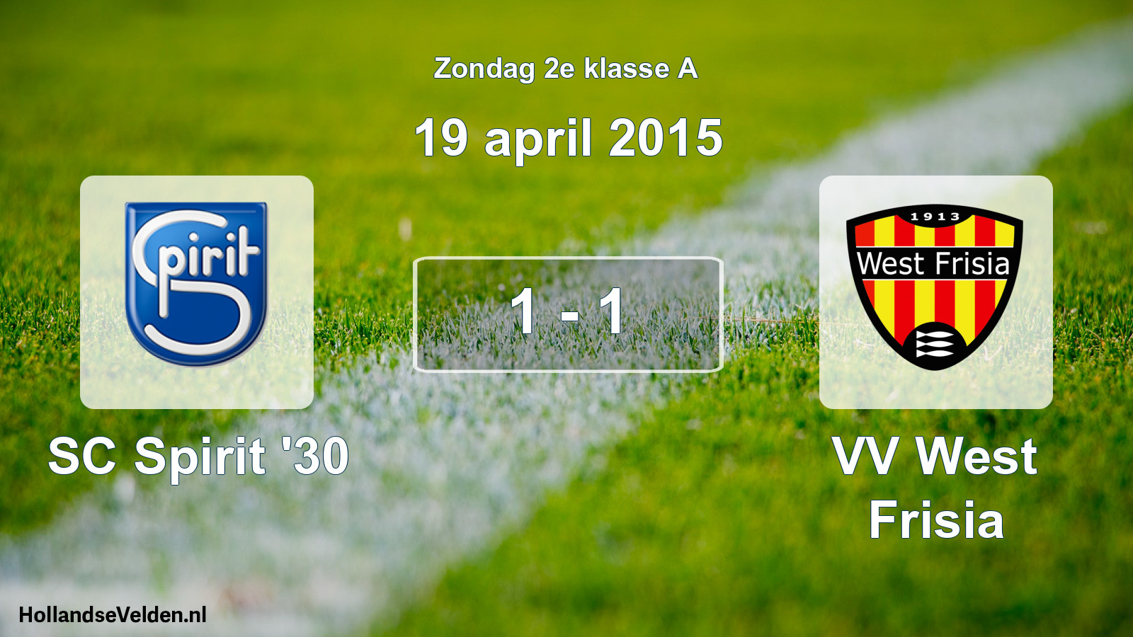 Gespeelde wedstrijd: SC Spirit '30 - VV West Frisia 1 - 1 (19 april 2015)