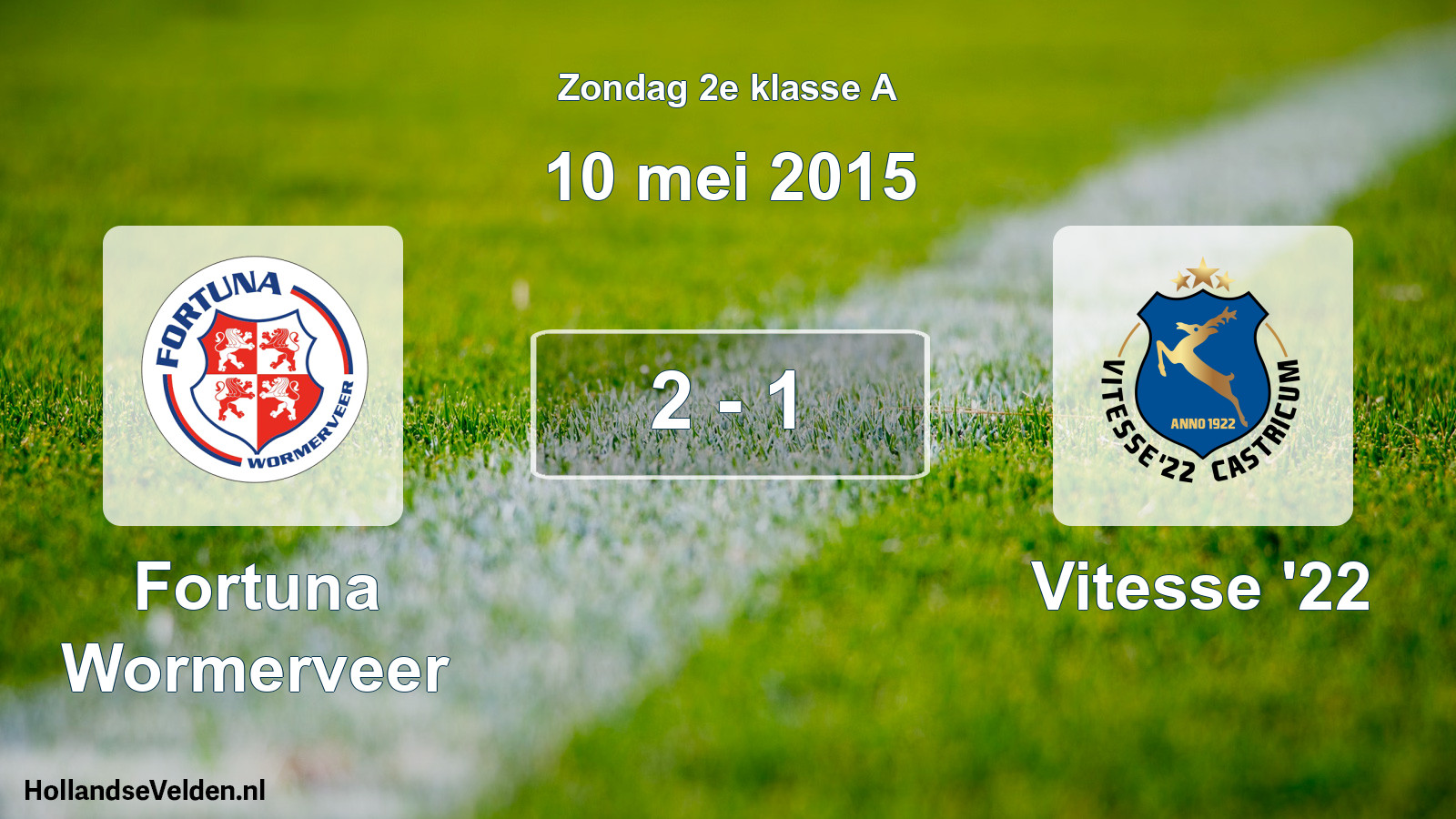 Gespeelde wedstrijd: Fortuna Wormerveer - Vitesse '22 2 - 1 (10 mei 2015)