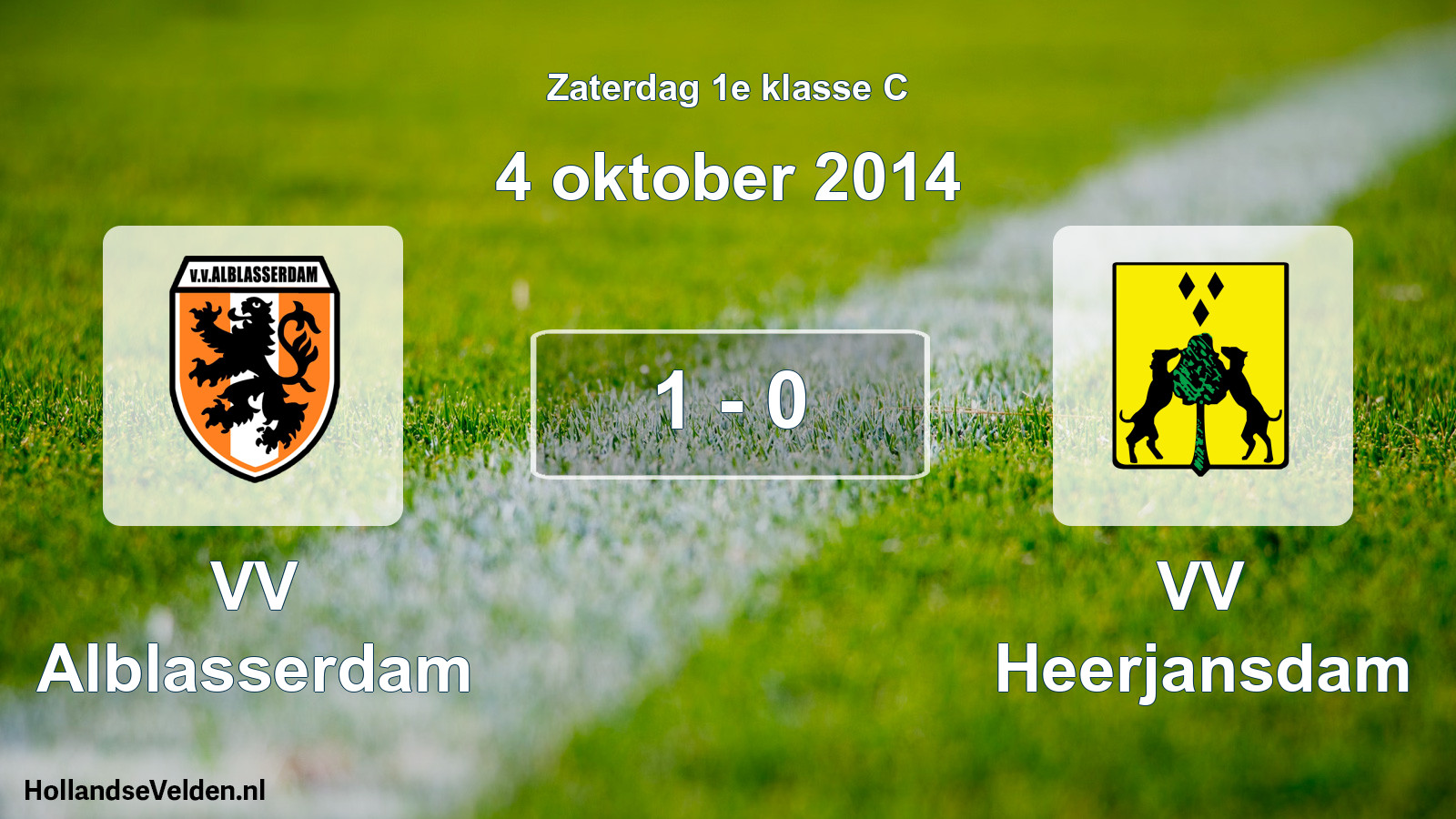 Gespeelde wedstrijd: VV Alblasserdam - VV Heerjansdam 1 - 0 (4 oktober 2014)