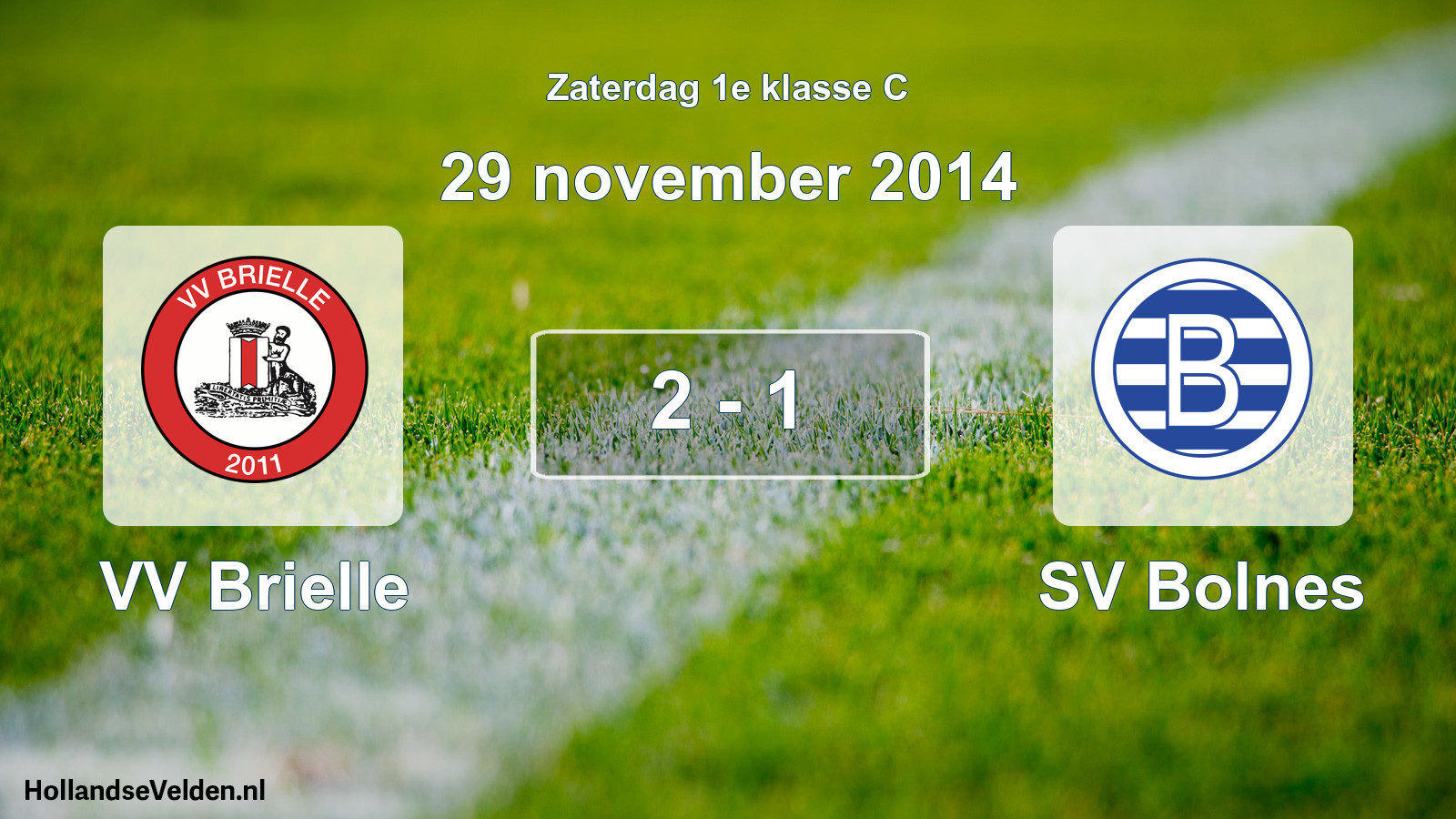 Gespeelde wedstrijd: VV Brielle - SV Bolnes 2 - 1 (29 november 2014)