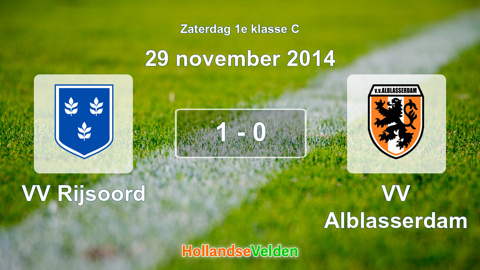 Gespeelde wedstrijd: VV Rijsoord - VV Alblasserdam 1 - 0 (29 november 2014)