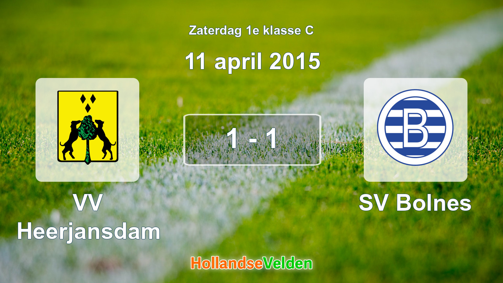 Gespeelde wedstrijd: VV Heerjansdam - SV Bolnes 1 - 1 (11 april 2015)