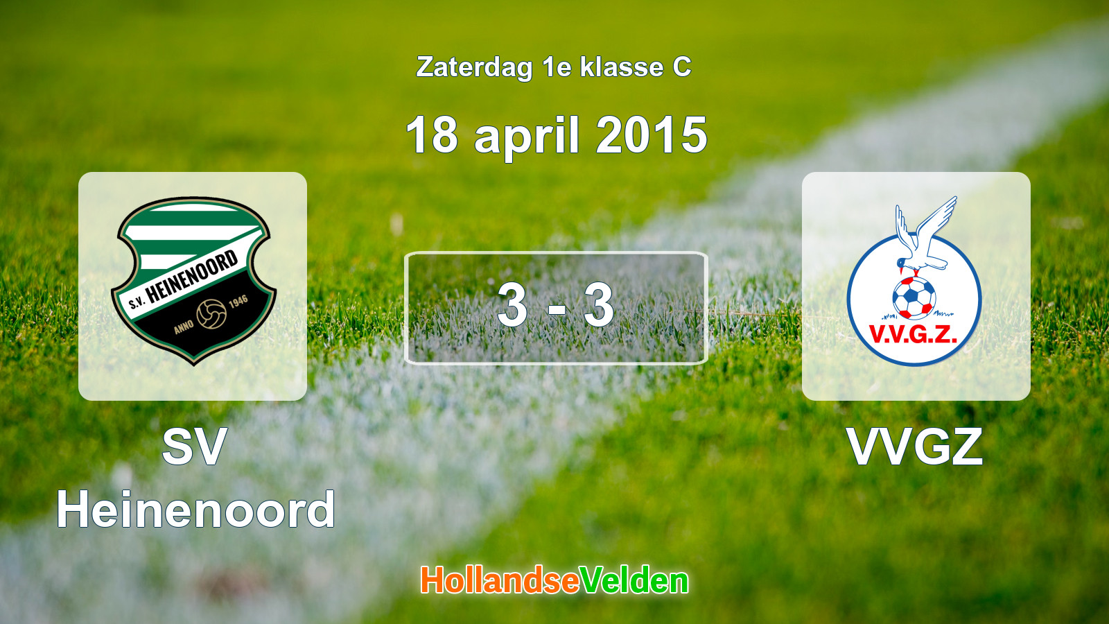 Gespeelde wedstrijd: SV Heinenoord - VVGZ 3 - 3 (18 april 2015)