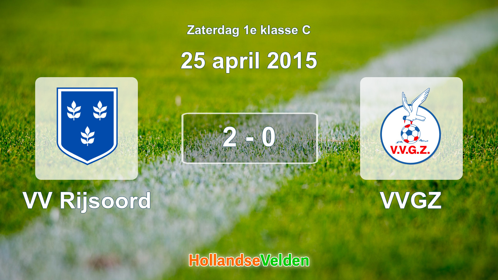 Gespeelde wedstrijd: VV Rijsoord - VVGZ 2 - 0 (25 april 2015)