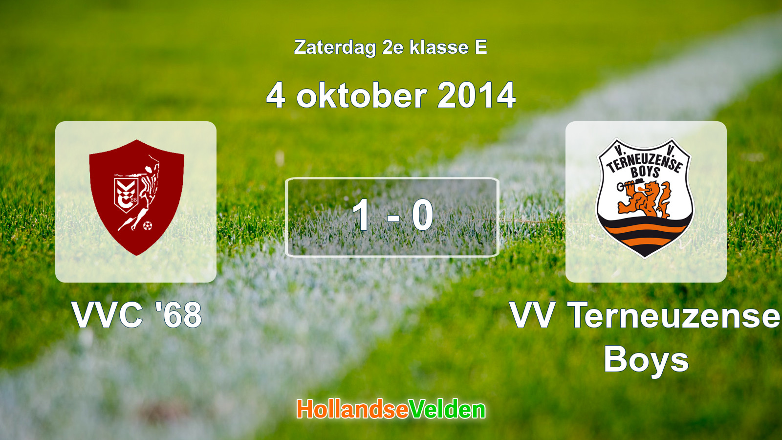 Gespeelde wedstrijd: VVC '68 - VV Terneuzense Boys 1 - 0 (4 oktober 2014)