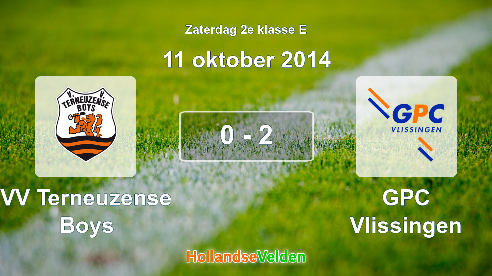 Gespeelde wedstrijd: VV Terneuzense Boys - GPC Vlissingen 0 - 2 (11 oktober 2014)