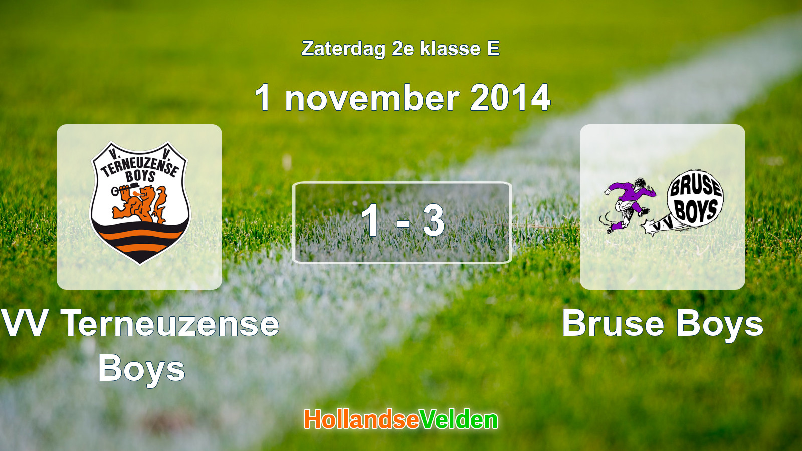 Gespeelde wedstrijd: VV Terneuzense Boys - Bruse Boys 1 - 3 (1 november 2014)