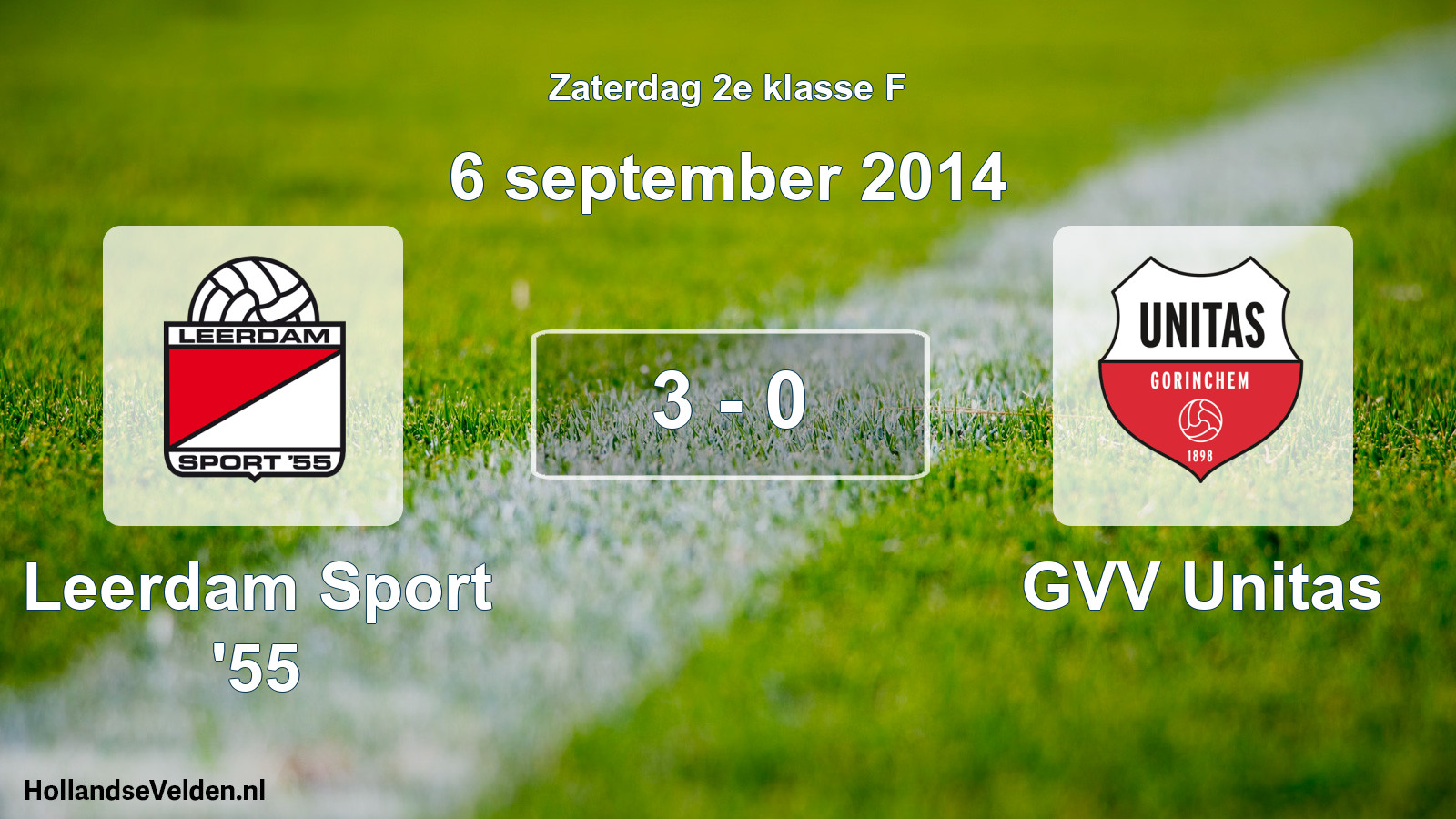 Gespeelde wedstrijd: Leerdam Sport '55 - GVV Unitas 3 - 0 (6 september 2014)