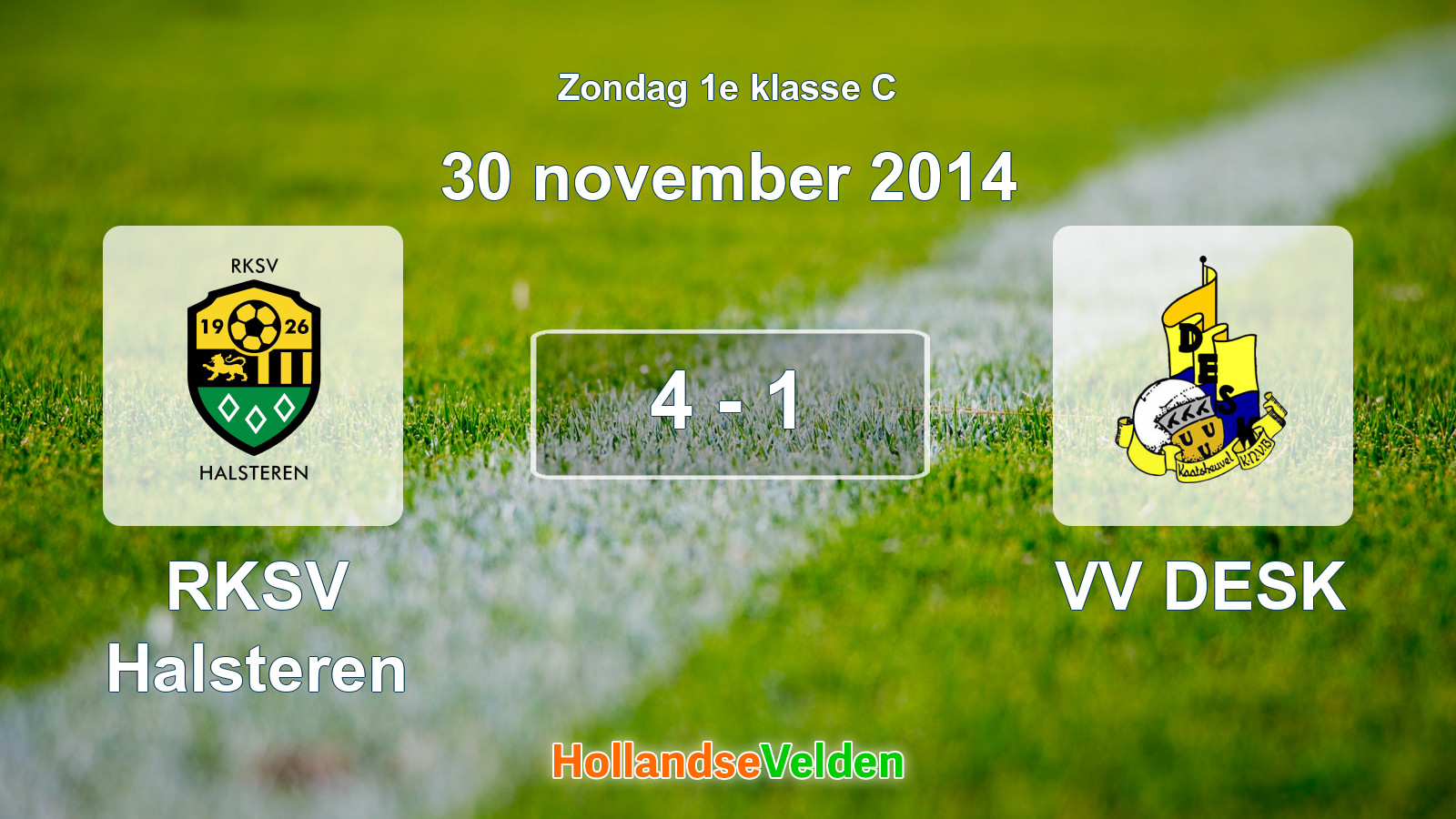 Gespeelde wedstrijd: RKSV Halsteren - VV DESK 4 - 1 (30 november 2014)