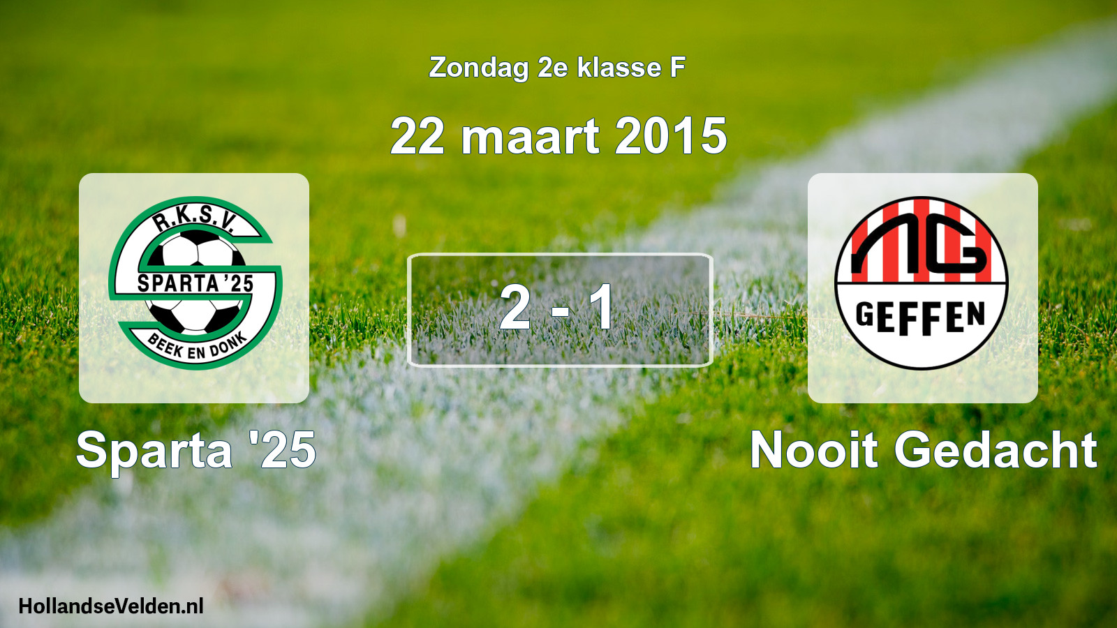 Gespeelde wedstrijd: Sparta '25 - Nooit Gedacht 2 - 1 (22 maart 2015)